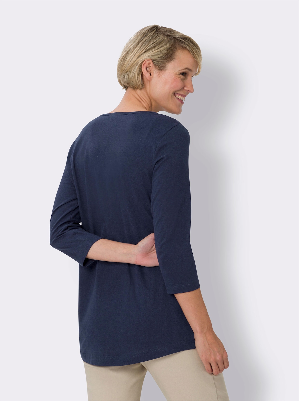 Lang shirt - grasgroen + marine
