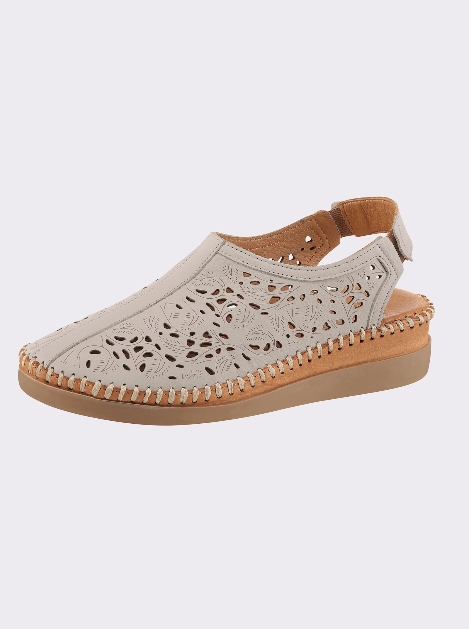 Gemini Slipper fersenoffen, mit Gummizug - hellgrau