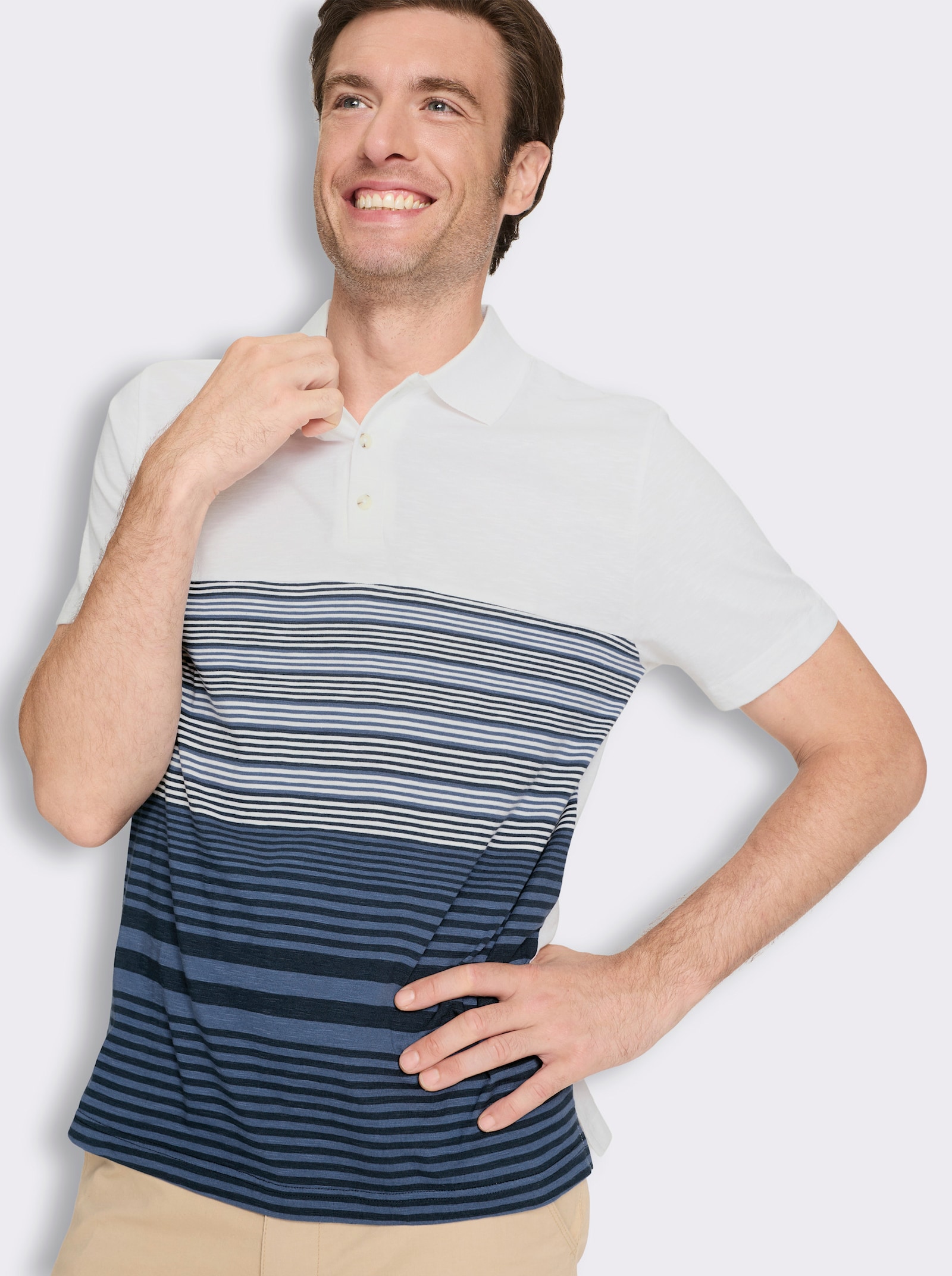 Poloshirt mit Streifen - dunkelblau-weiß-gestreift