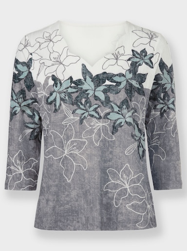 Print-Shirt - petrol-schwarz-bedruckt