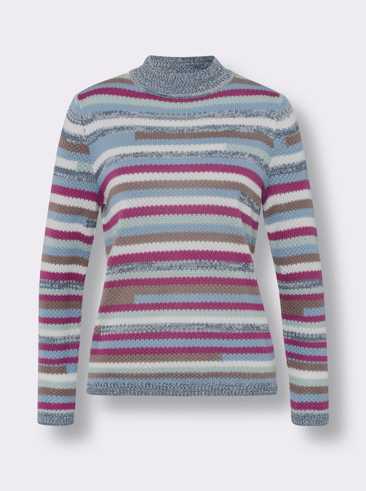 Pullover met opstaande kraag - kalkmint/heide gedessineerd