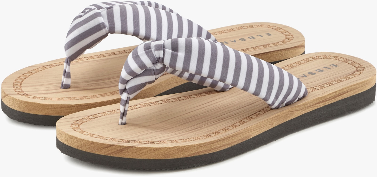 Elbsand Badezehentrenner - hellgrau-gestreift