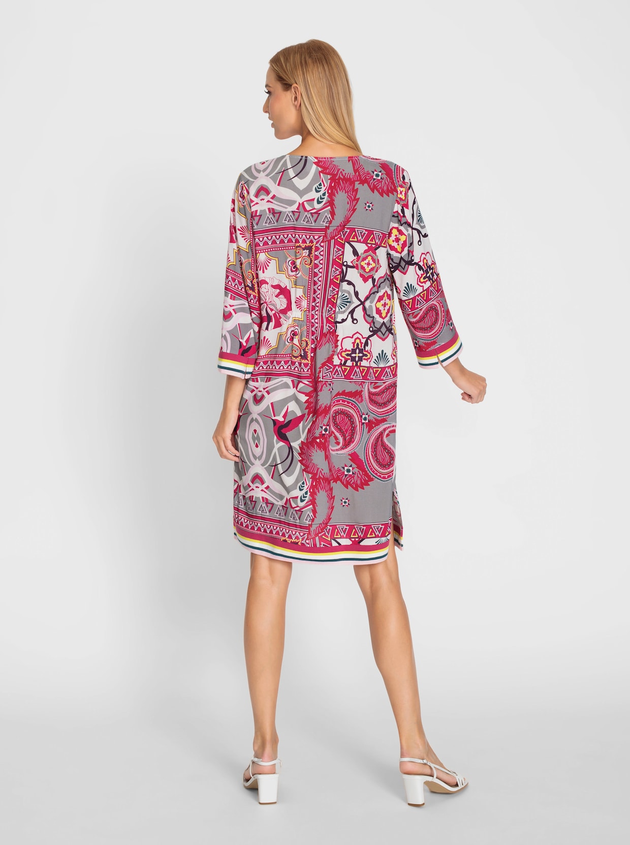 heine Robe tissée - écru-rose imprimé