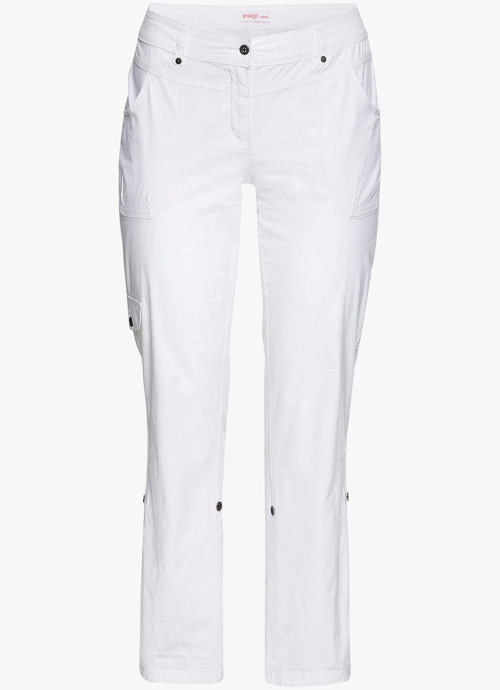 sheego Cargohose mit Krempelfunktion - weiss