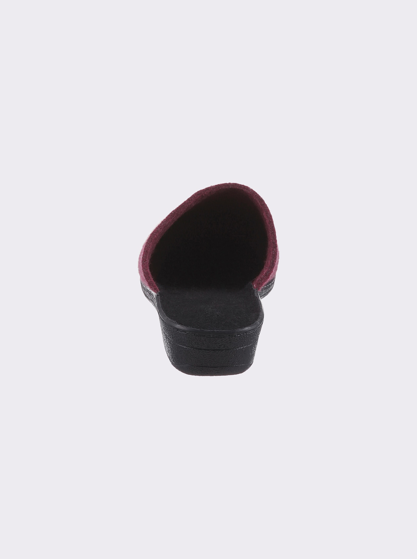 Pantoffel mit Keilabsatz, Filz - bordeaux