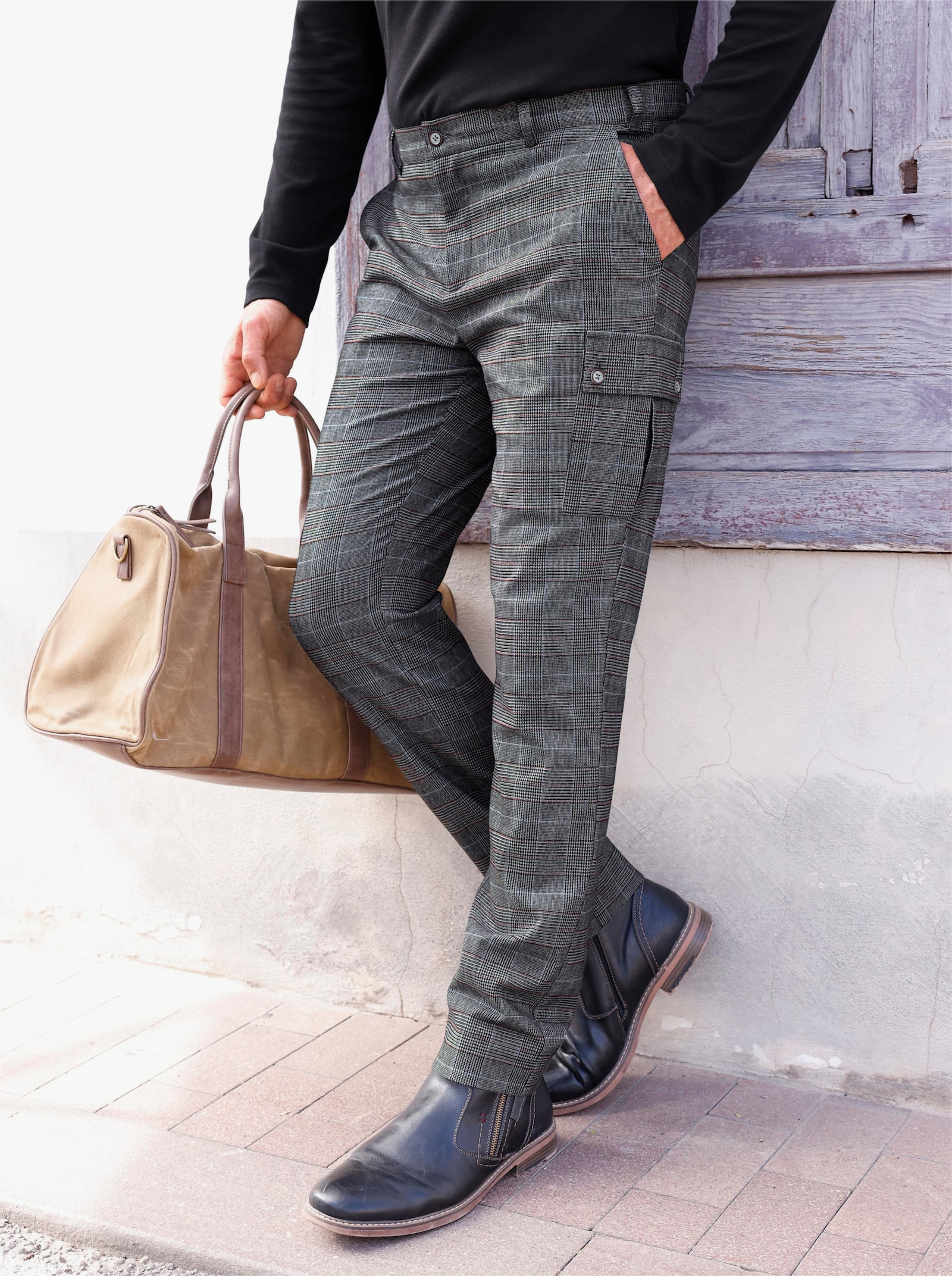 Marco Donati Cargohose mit flanellähnlicher Oberfläche, garngefärbt - anthrazit-kariert