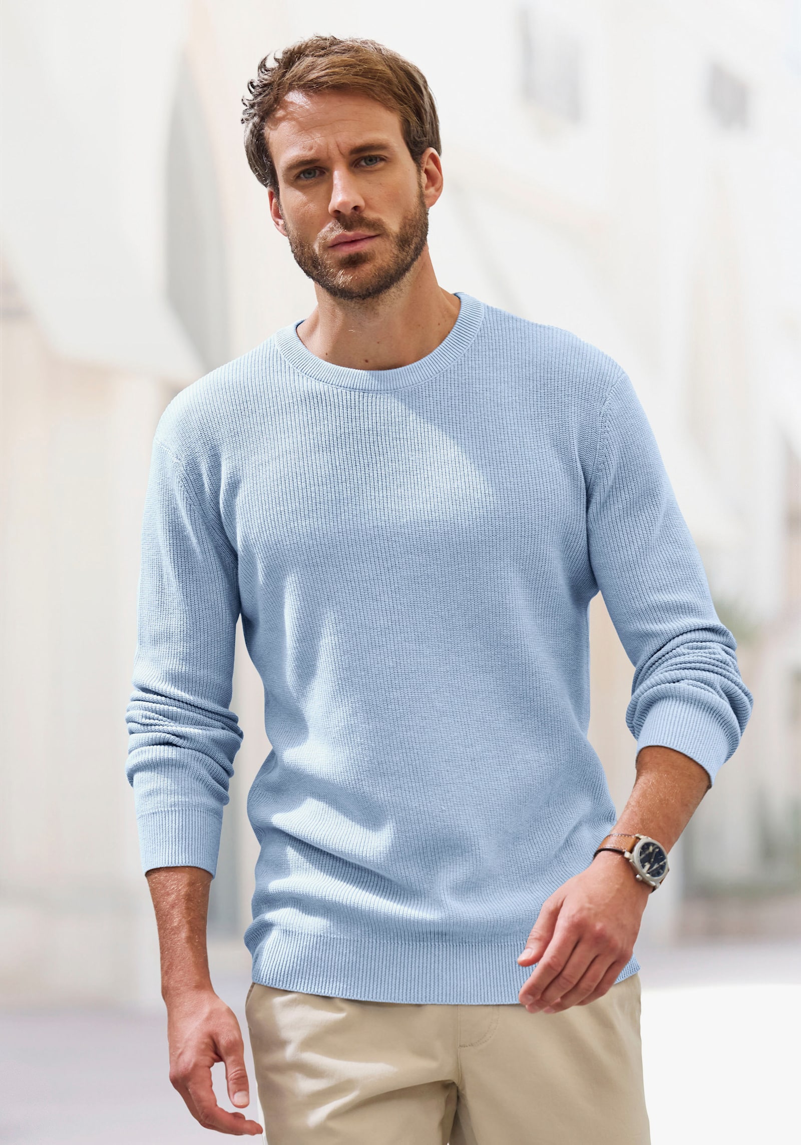 John Devin Strickpullover - hellblau