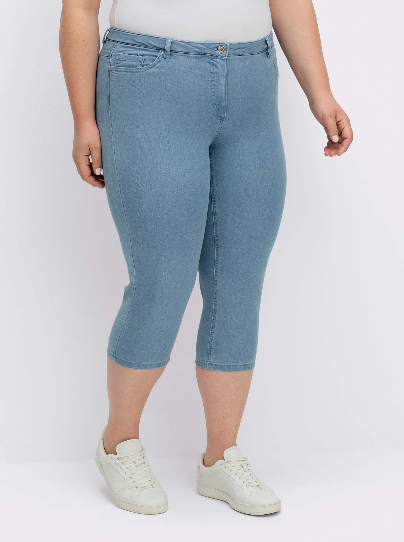 3/4-Jeans mit Bändchen-Verzierung - blue-bleached