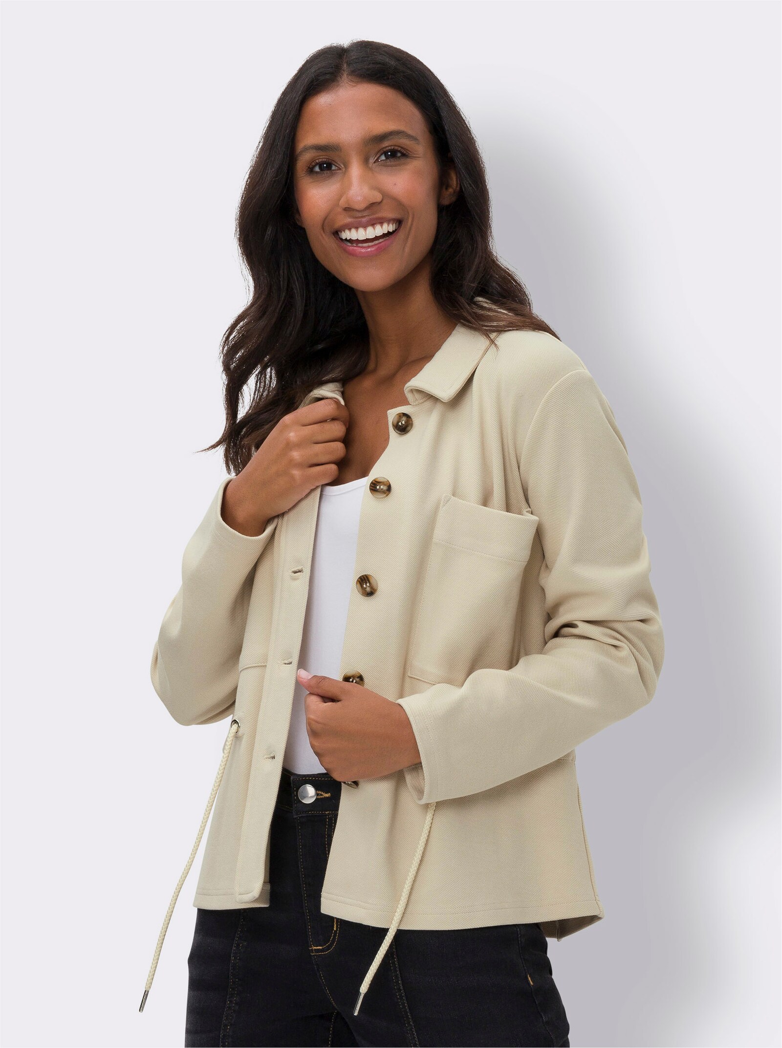 heine Sweatblazer mit Tunnelzug - sand