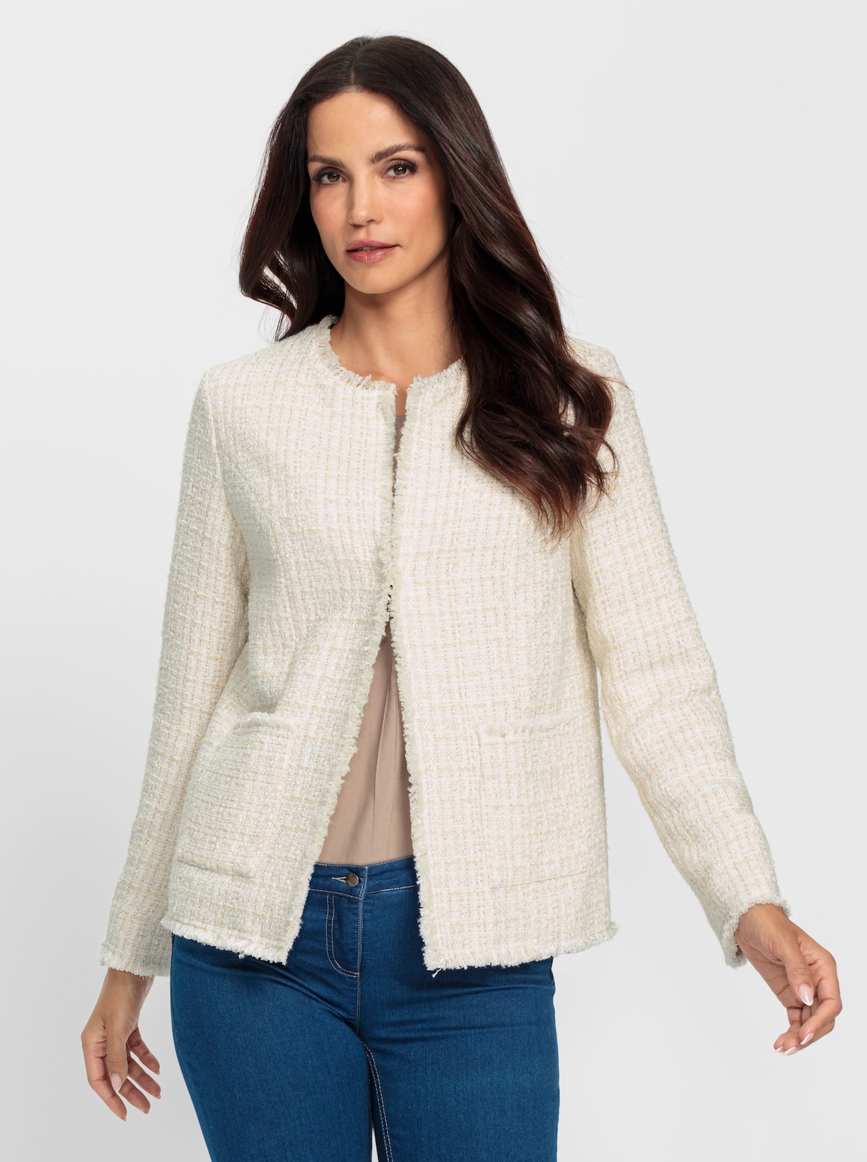 heine Blazer bouclé - écru-couleur or à motifs