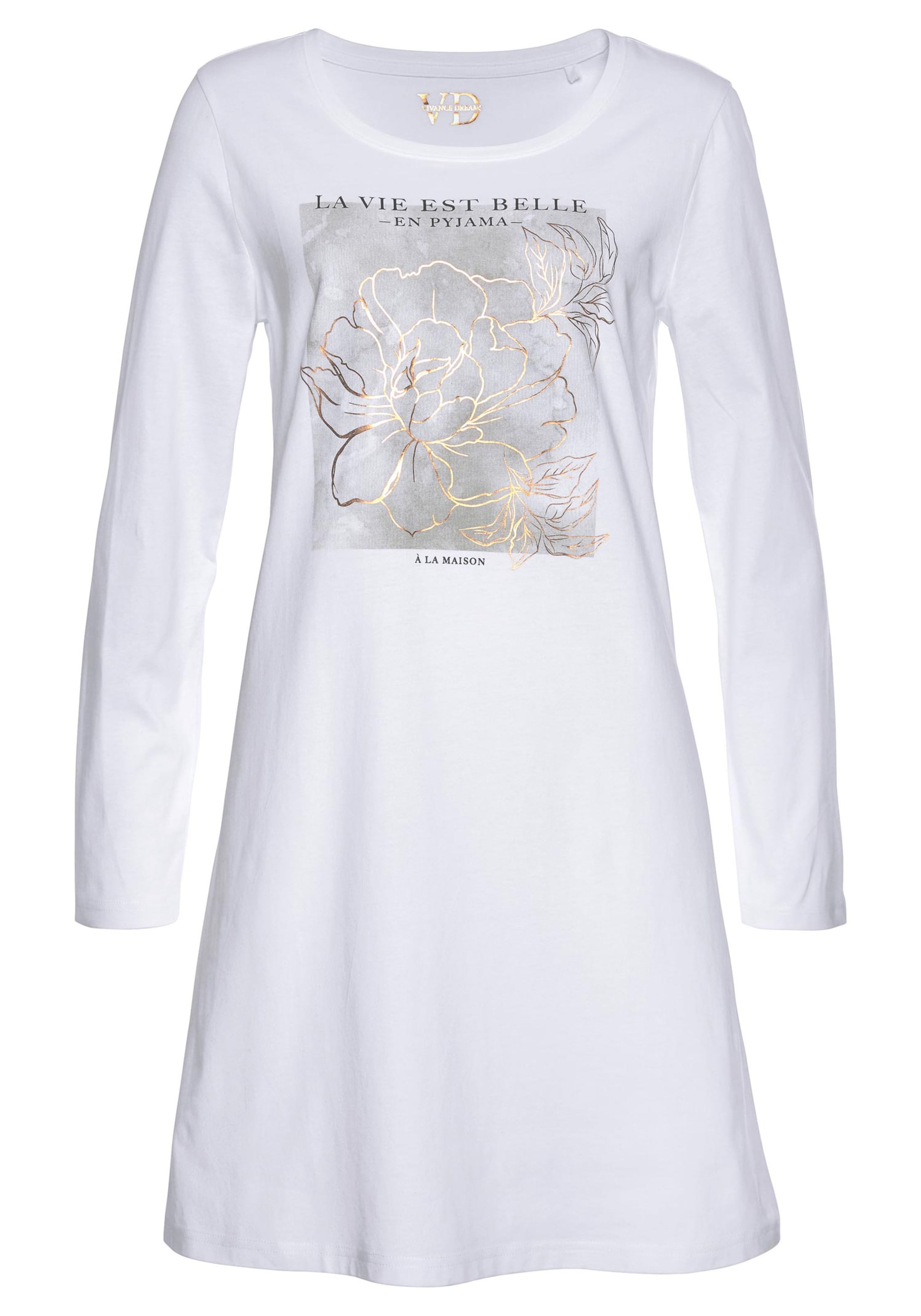 Damenmode Nachtwäsche & Homewear Vivance Dreams Nachthemd in weiß 