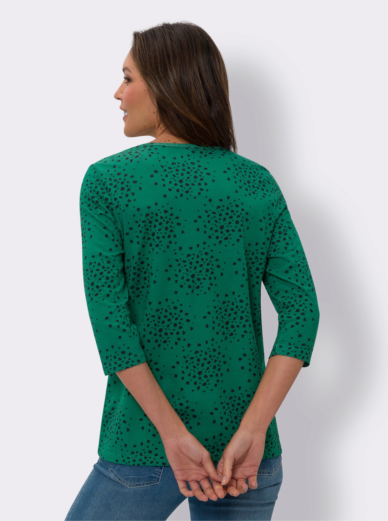 Shirt met 3/4-mouw - groen/zwart geprint