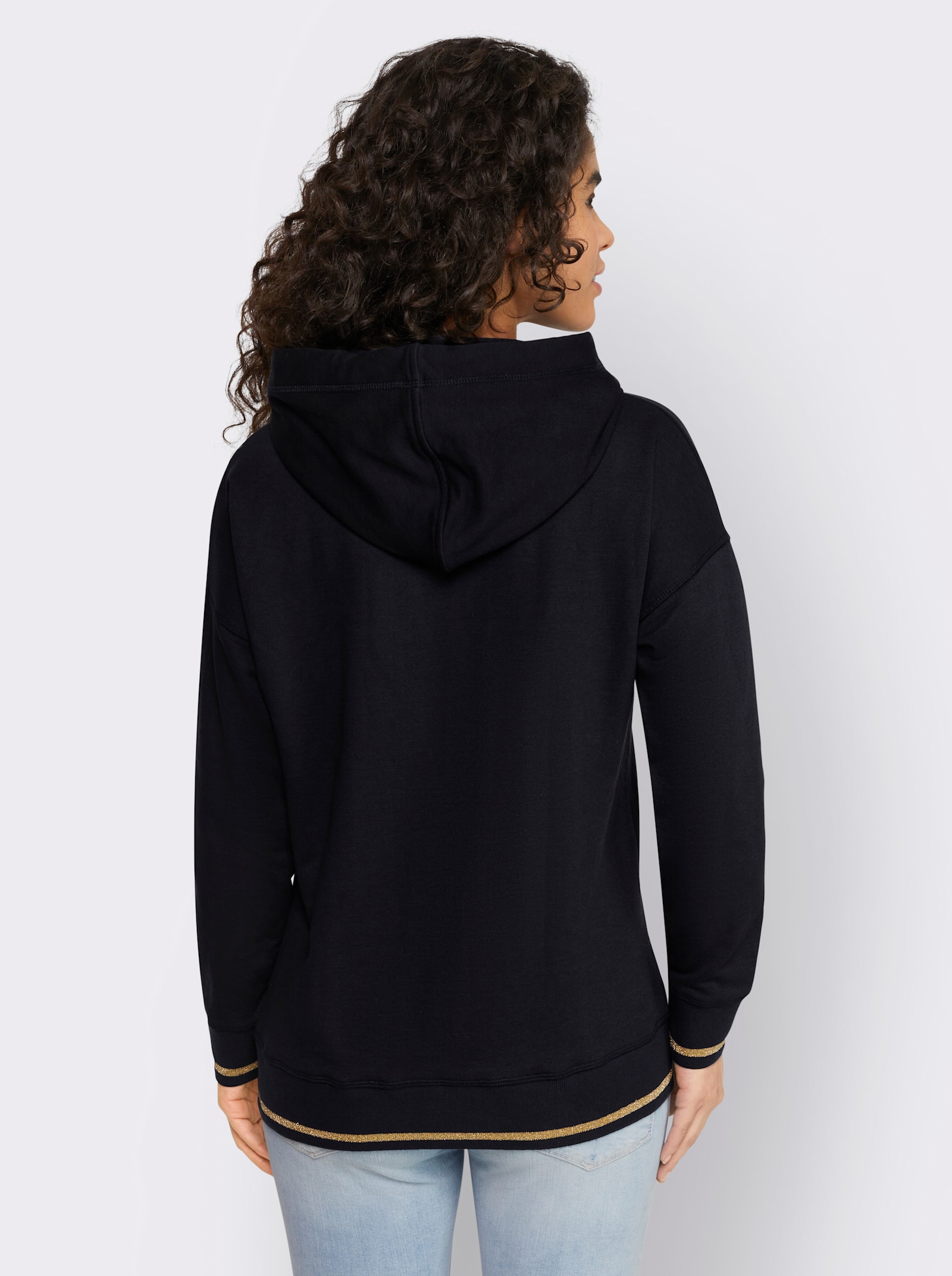heine Hoodie mit Glanzgarn - marine-bedruckt