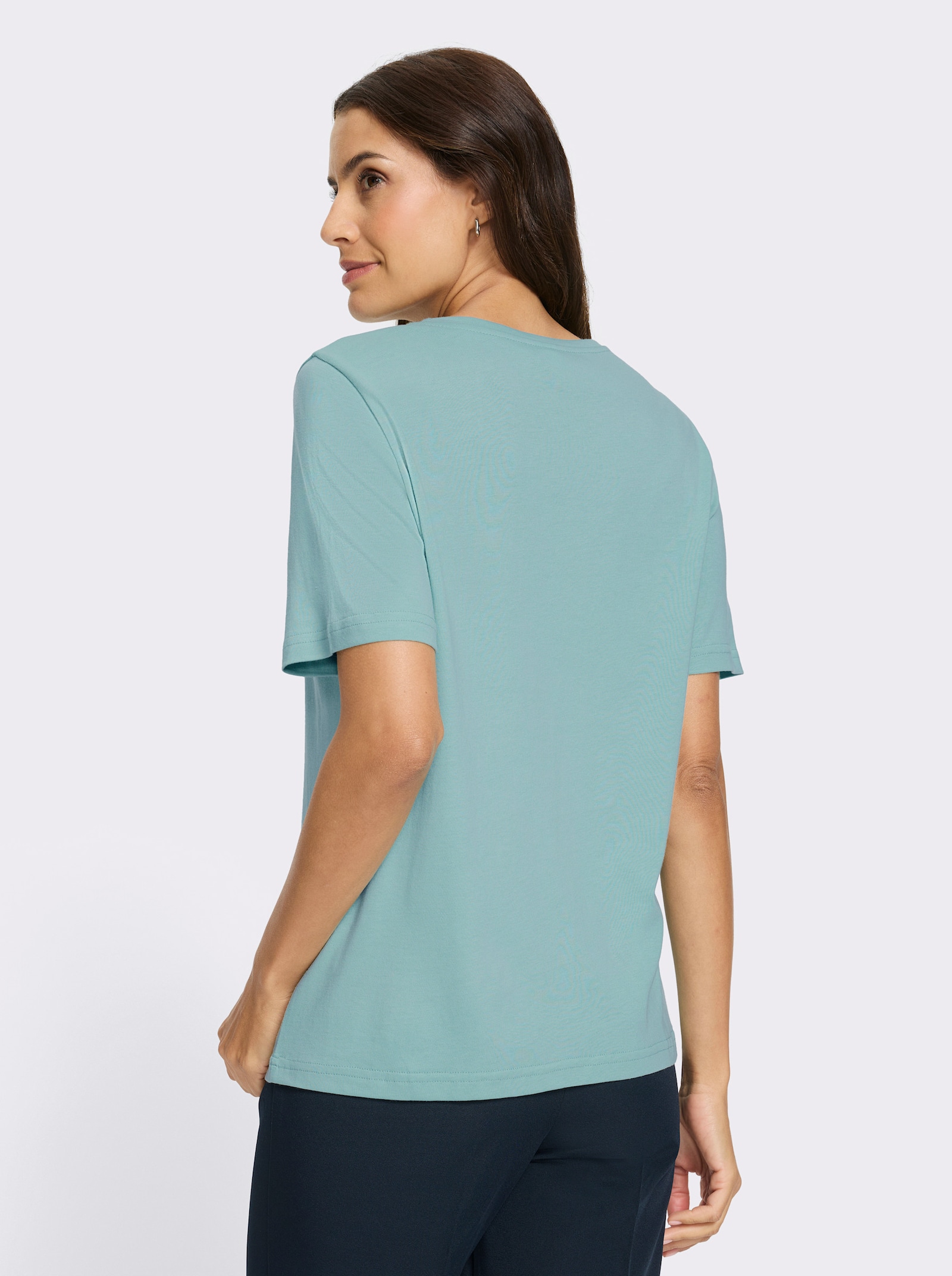 Rundhalsshirt mit platziertem Druck - mint-bedruckt