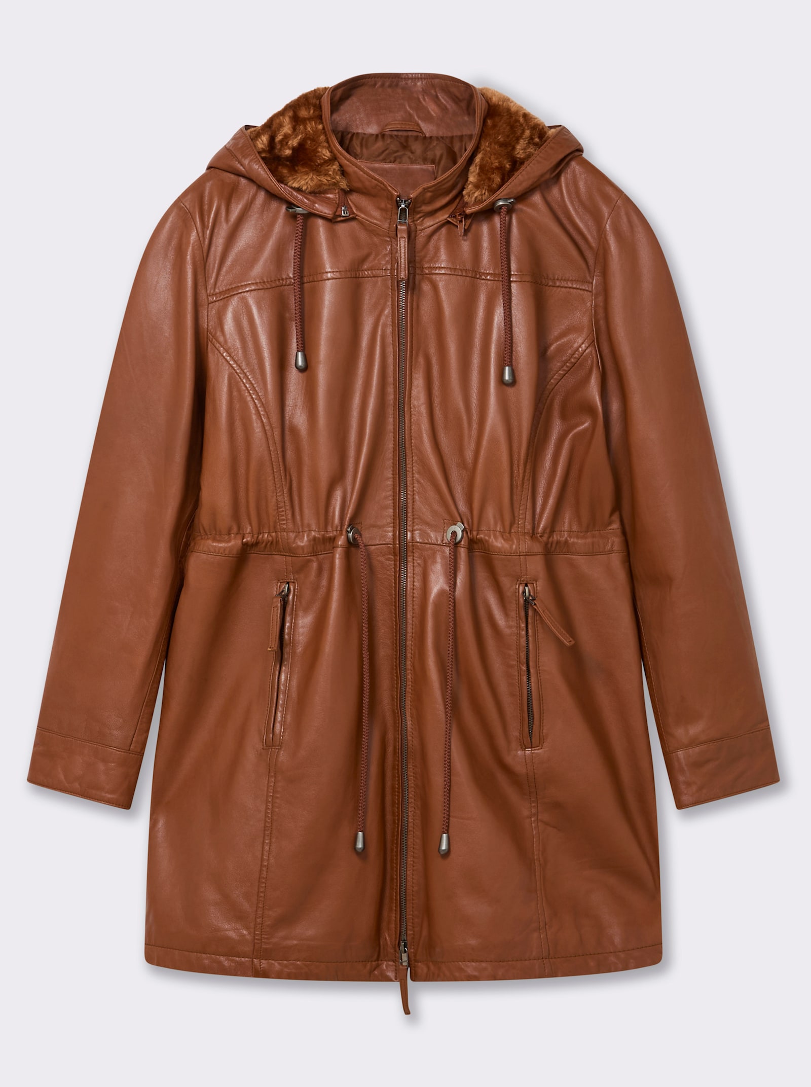 Mainpol Lederjacke aus Lammnappa - cognac