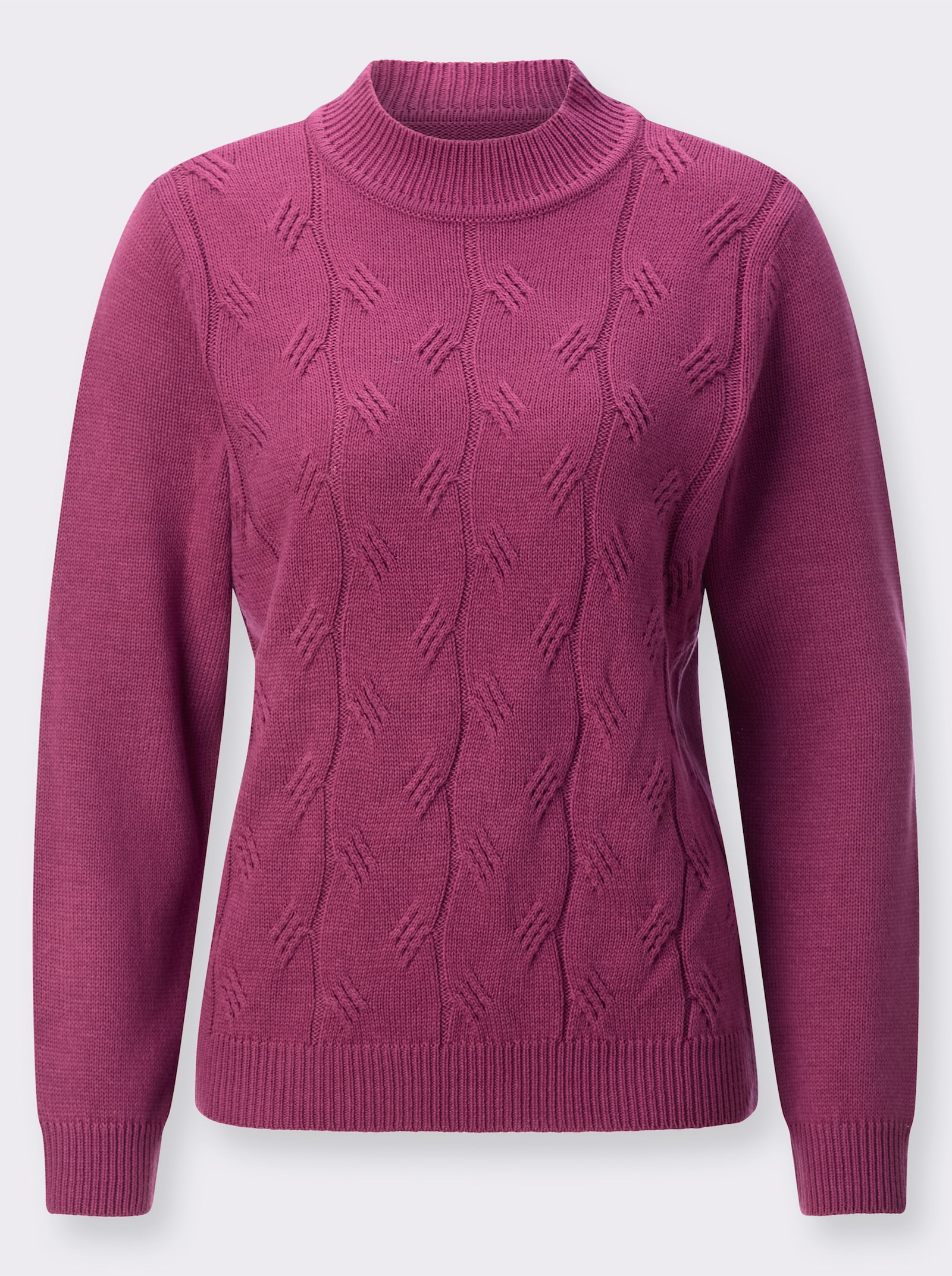 Stehkragenpullover mit Zopfmuster - erika