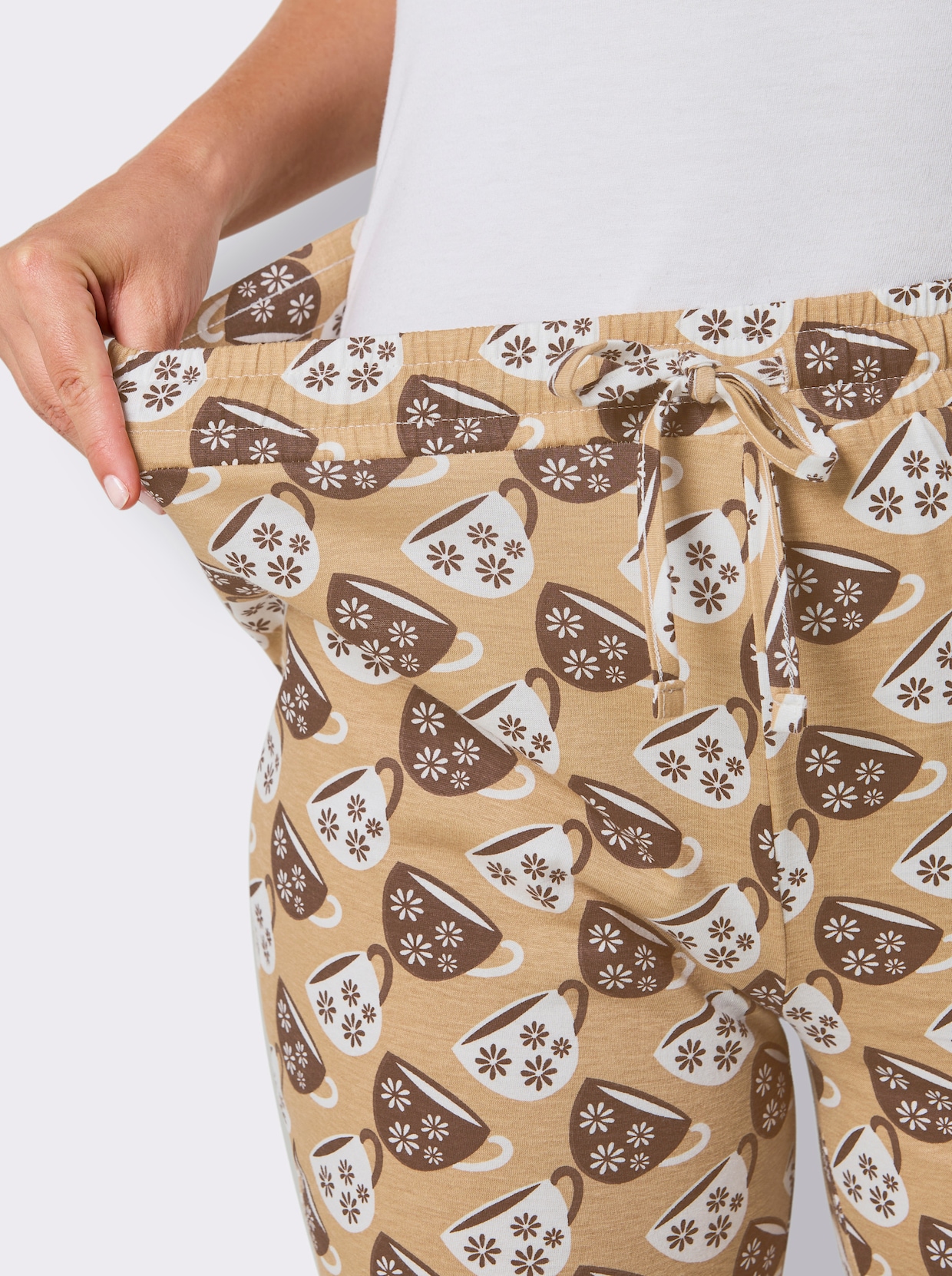 wäschepur Schlafanzug-Hose - camel-schoko-bedruckt