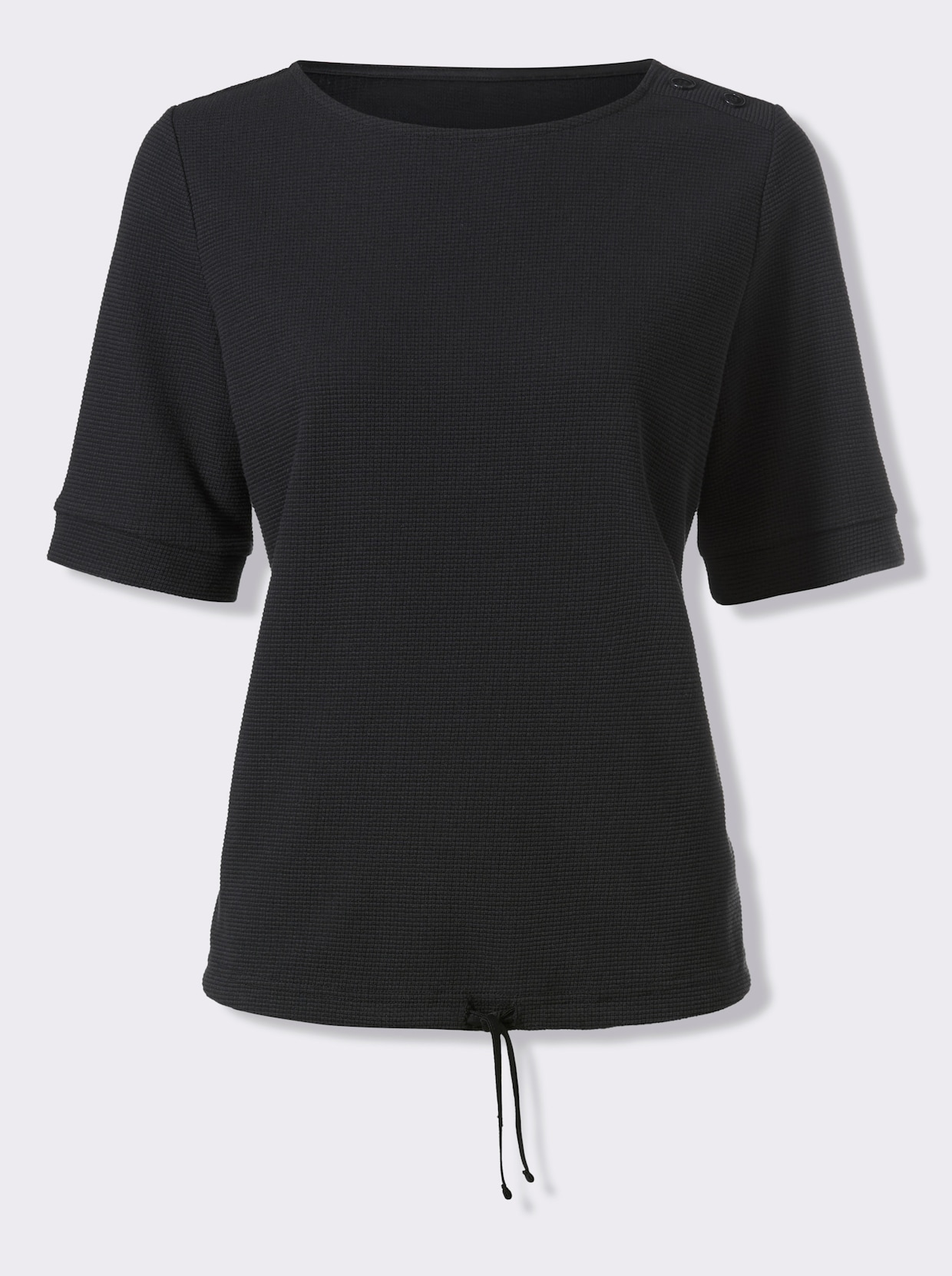 heine Kurzarmshirt aus Strukturware - schwarz