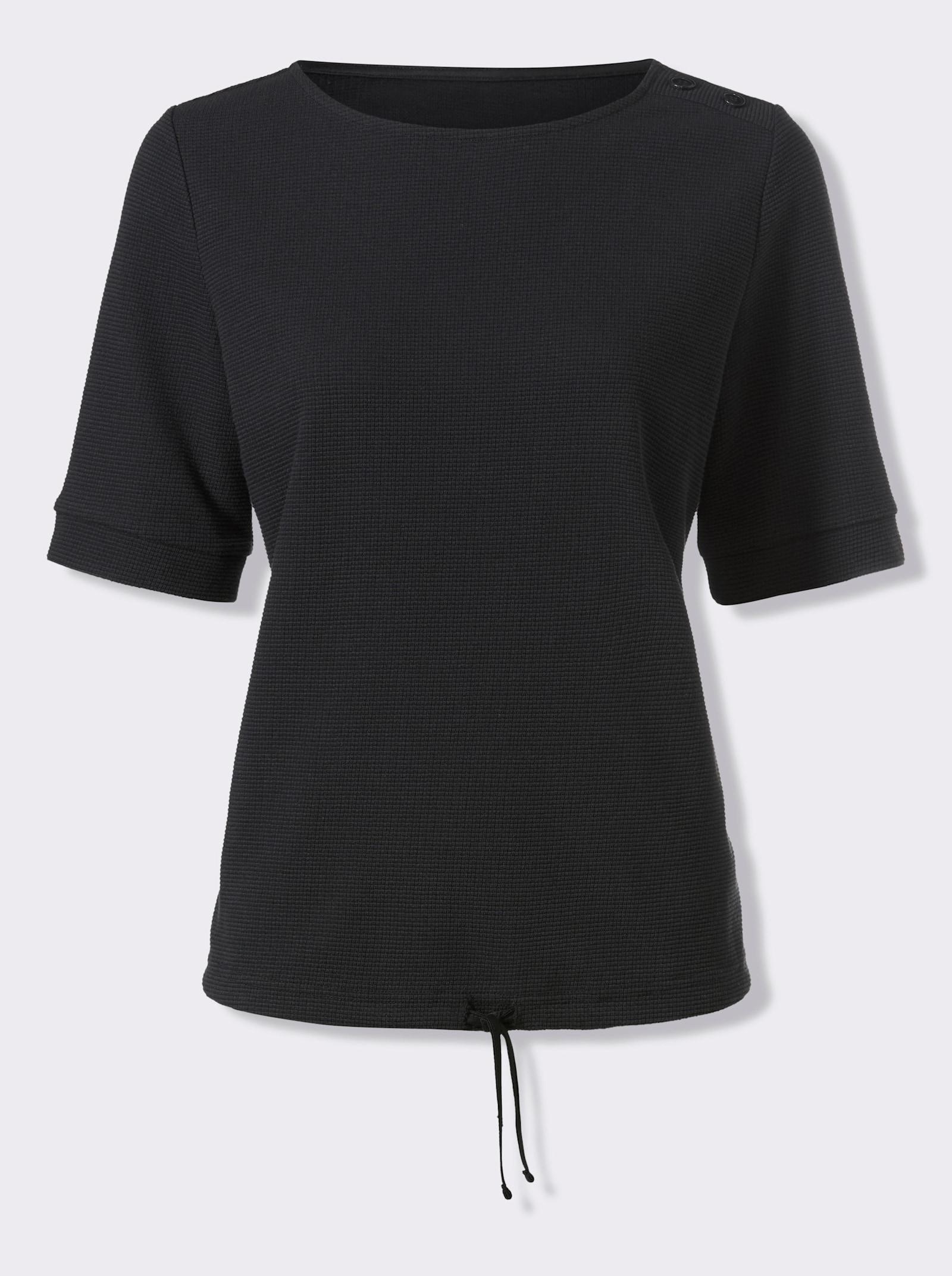 heine Kurzarmshirt aus Strukturware - schwarz