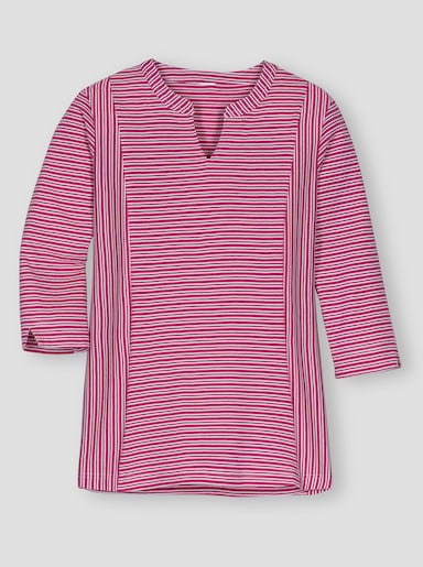 3/4-Arm-Shirt - fuchsia-weiß-gestreift