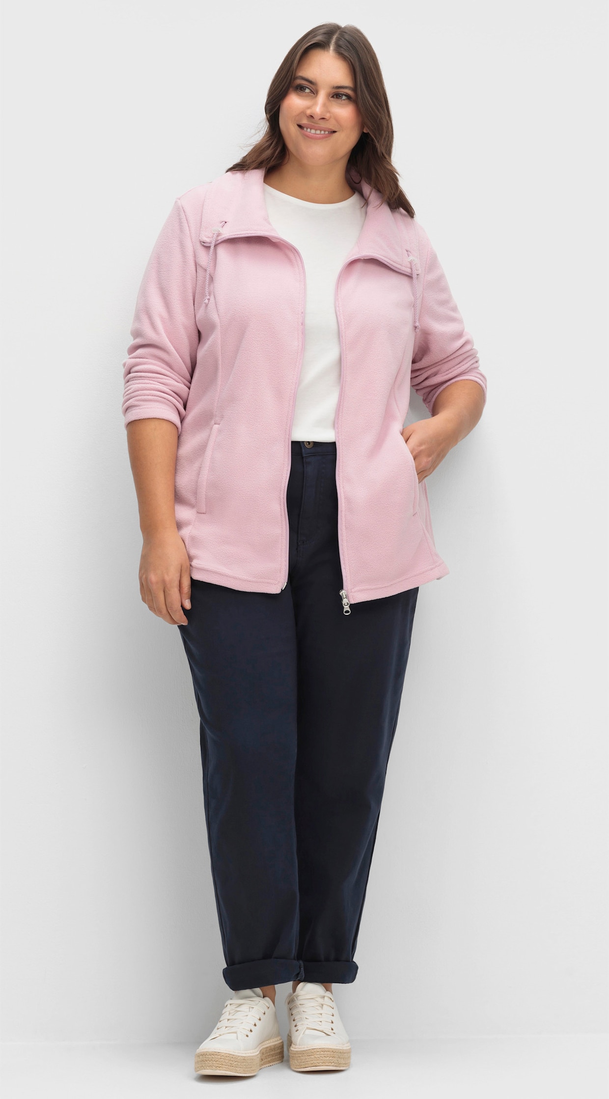 Fleecejacke mit 2-Wege-Reißverschluss - rosé