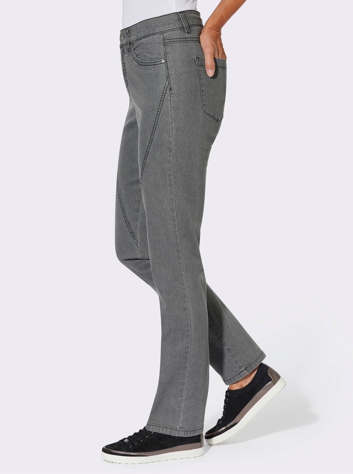 Jeans mit Ziernähten vorne - stone-grey-denim