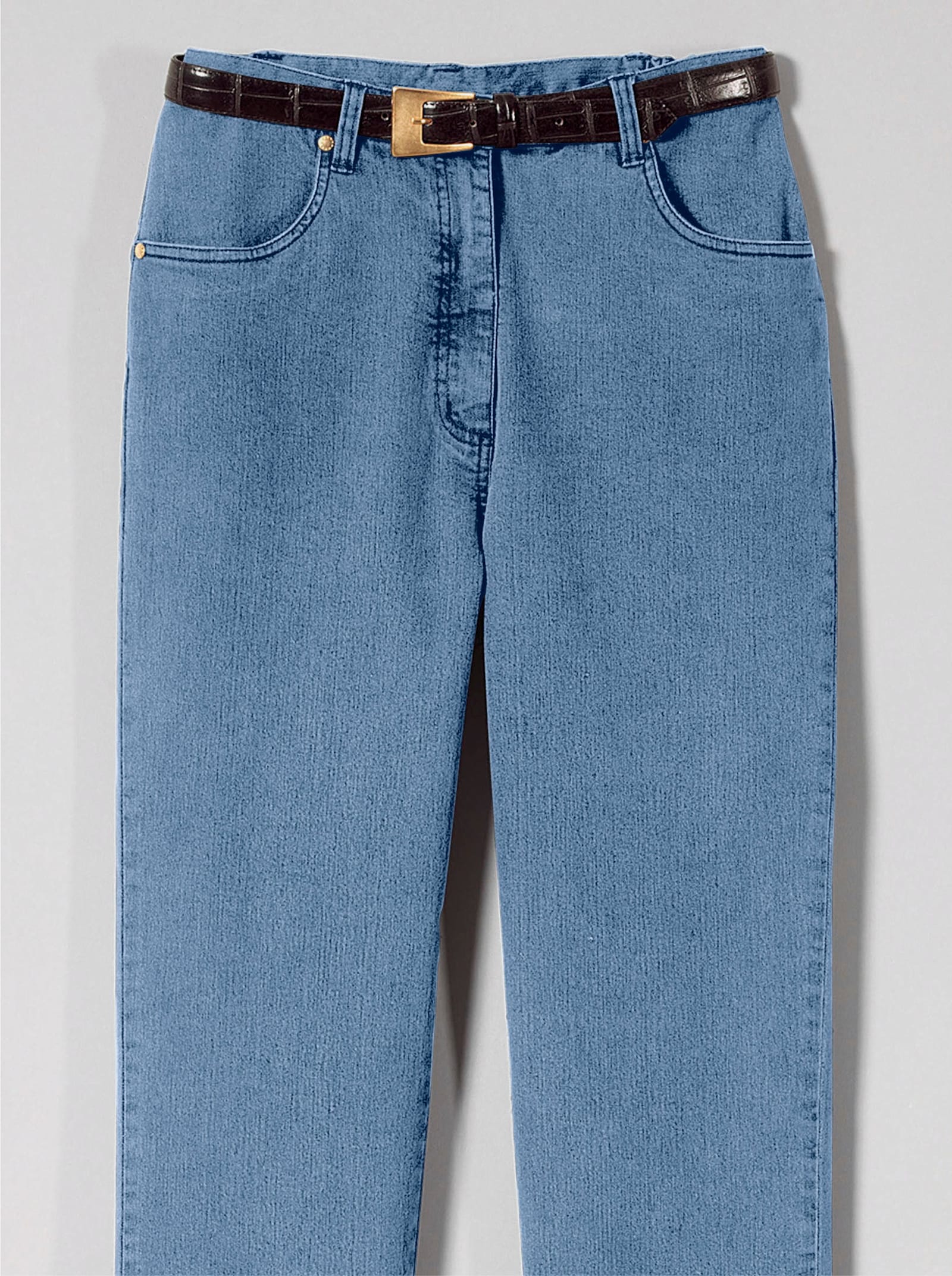 Jeans mit abgerundeten Taschen - blue-bleached