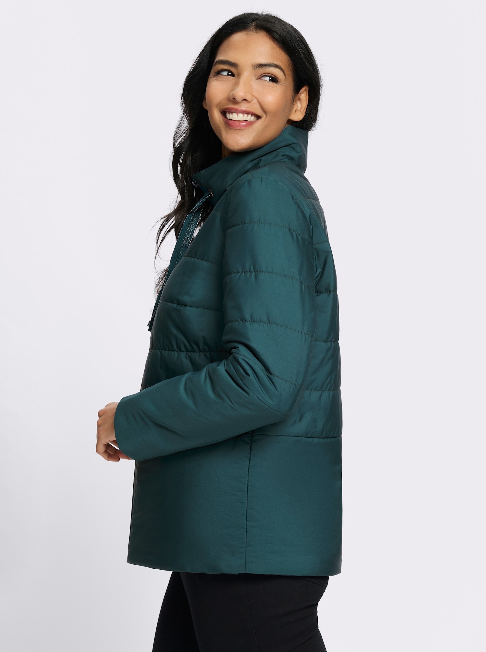 Steppjacke in kastiger Form - petrol