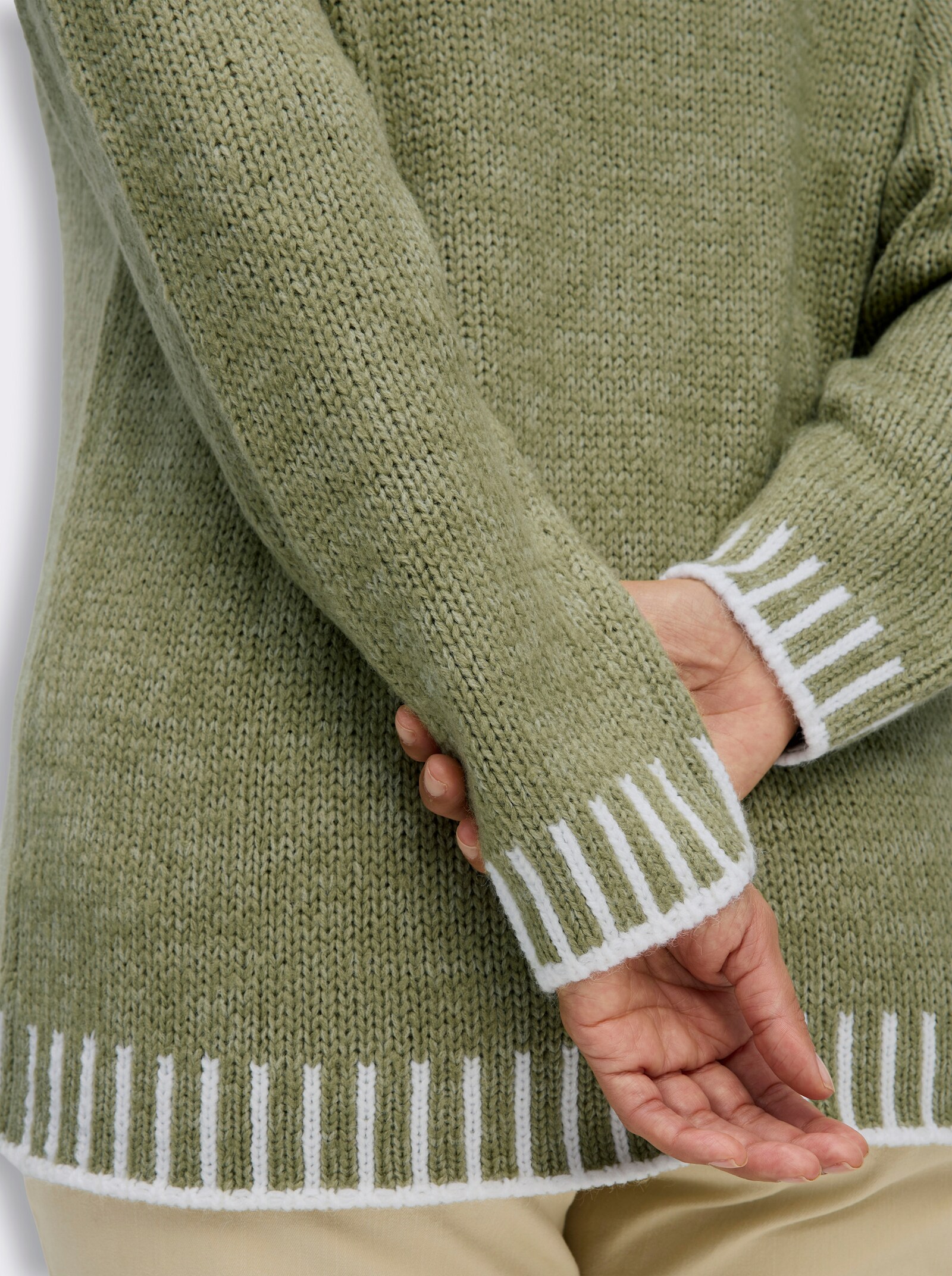 Langarm-Pullover mit effektvollen Kontrasten - schilf-ecru-gemustert