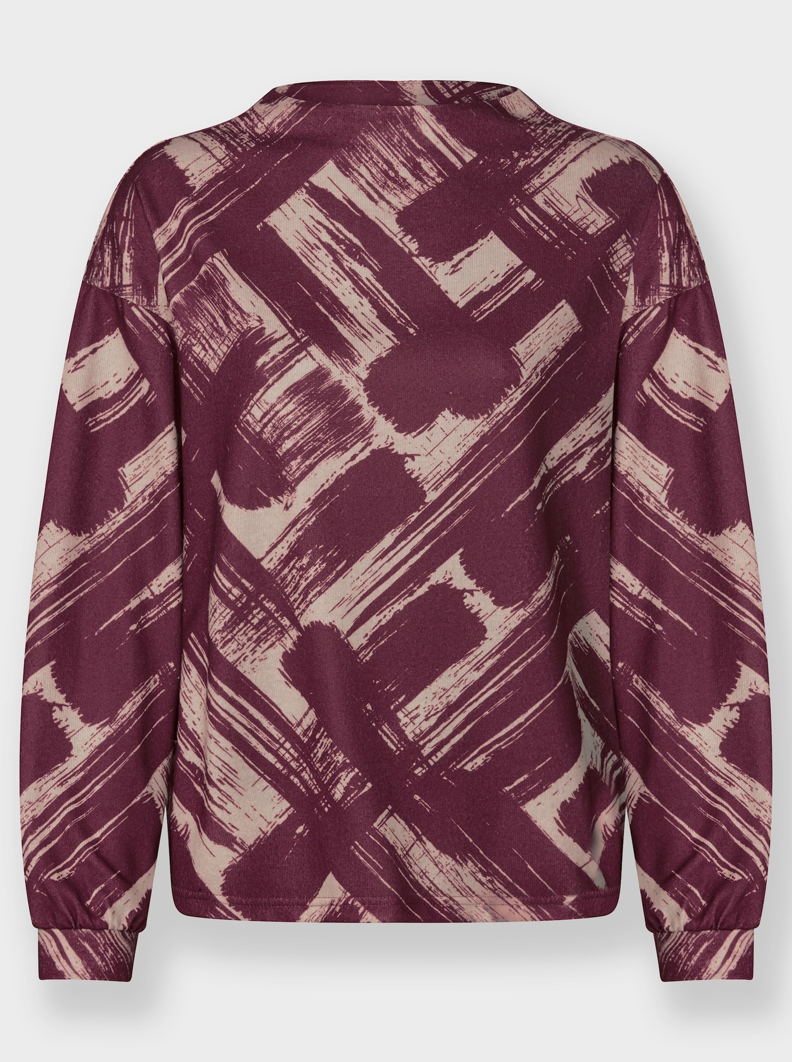 heine Langarmshirt mit Kelchkragen - bordeaux-sand-bedruckt