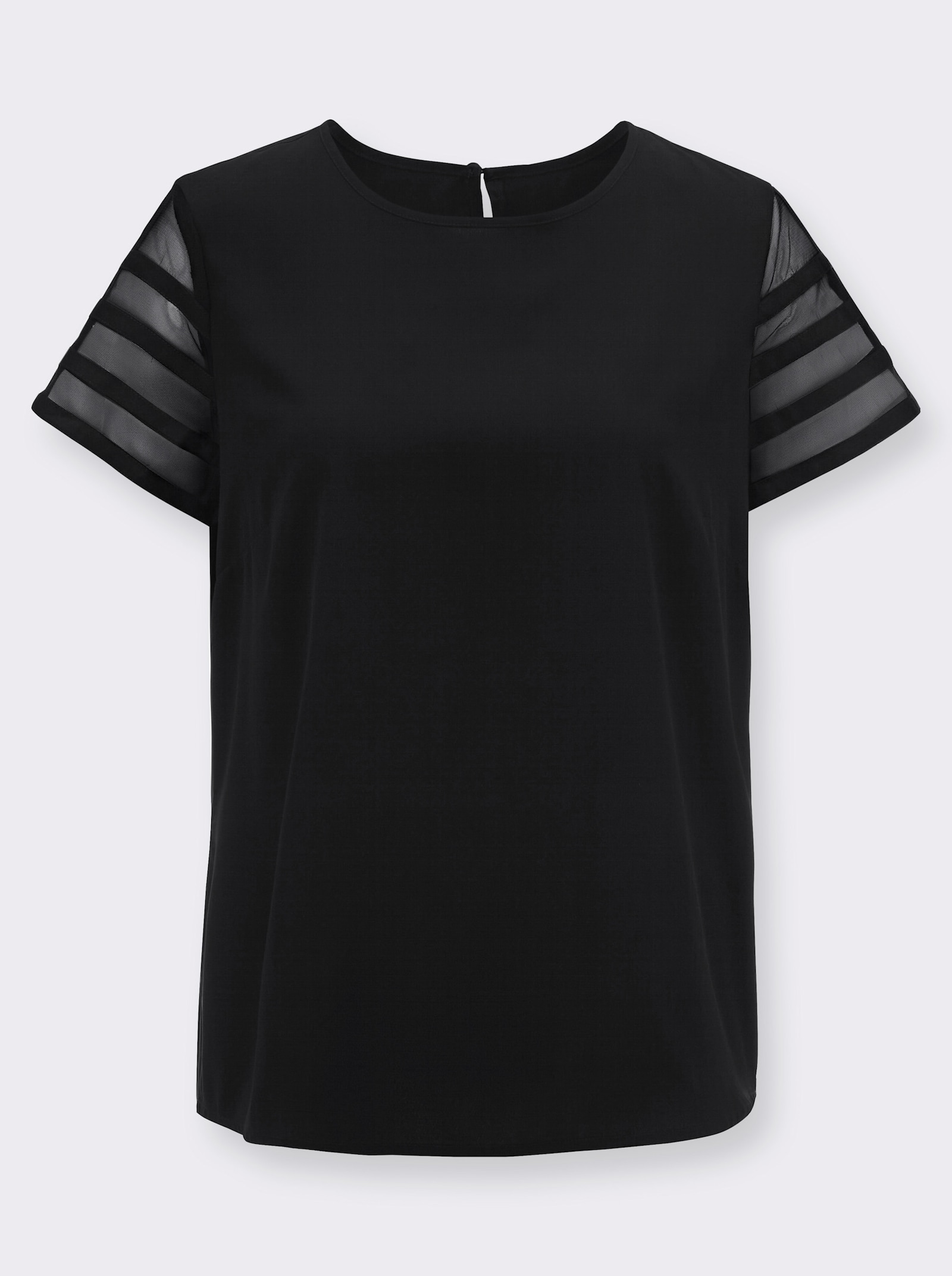 Blouse met korte mouwen van mesh - zwart