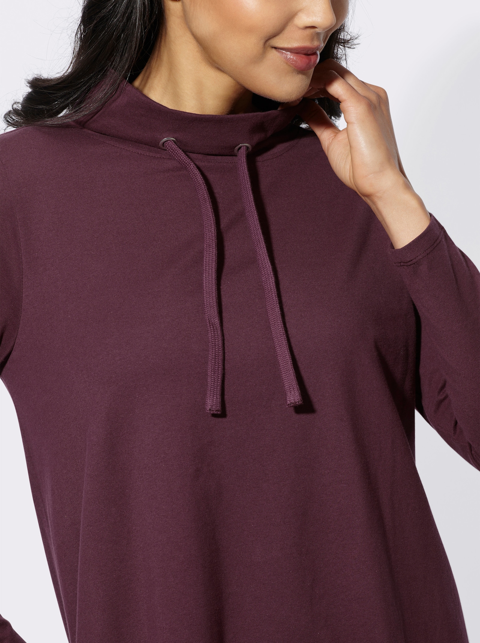 Longshirt mit zipfeligem Saum - burgund
