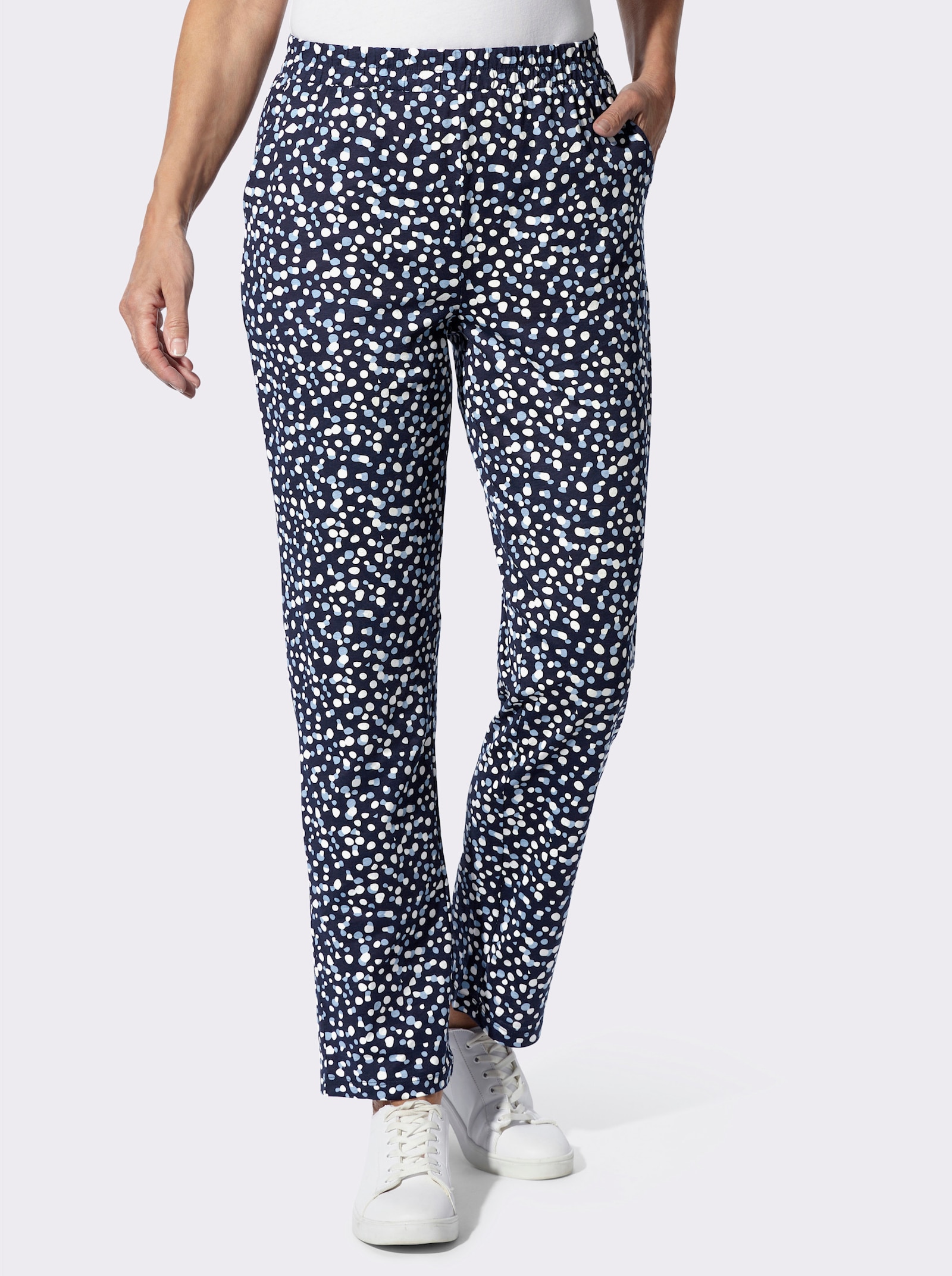 Freizeithose mit Grafik-Print - marine-bleu-bedruckt