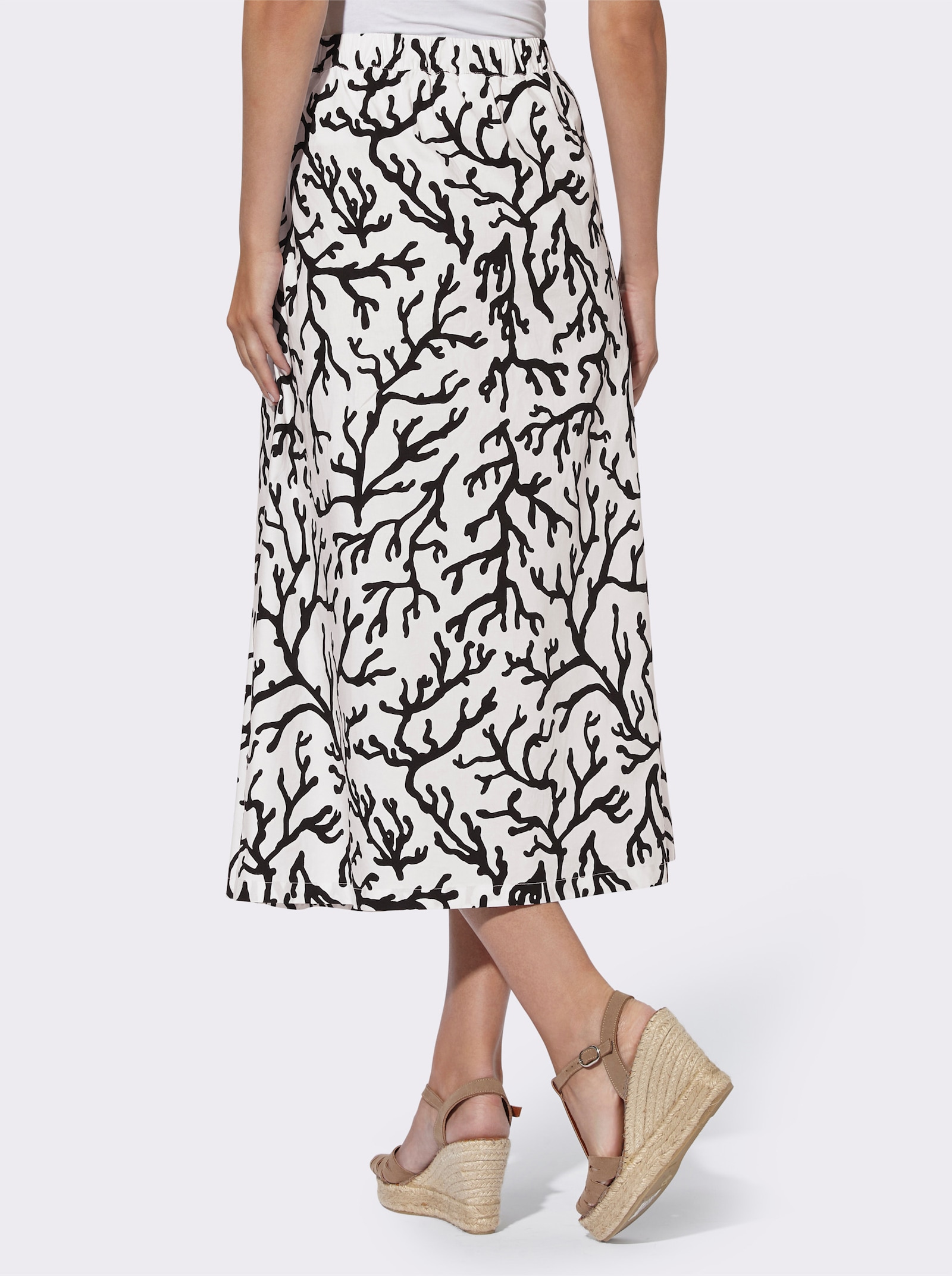heine Faltenrock mit Druck-Dessin - weiß-schwarz-bedruckt