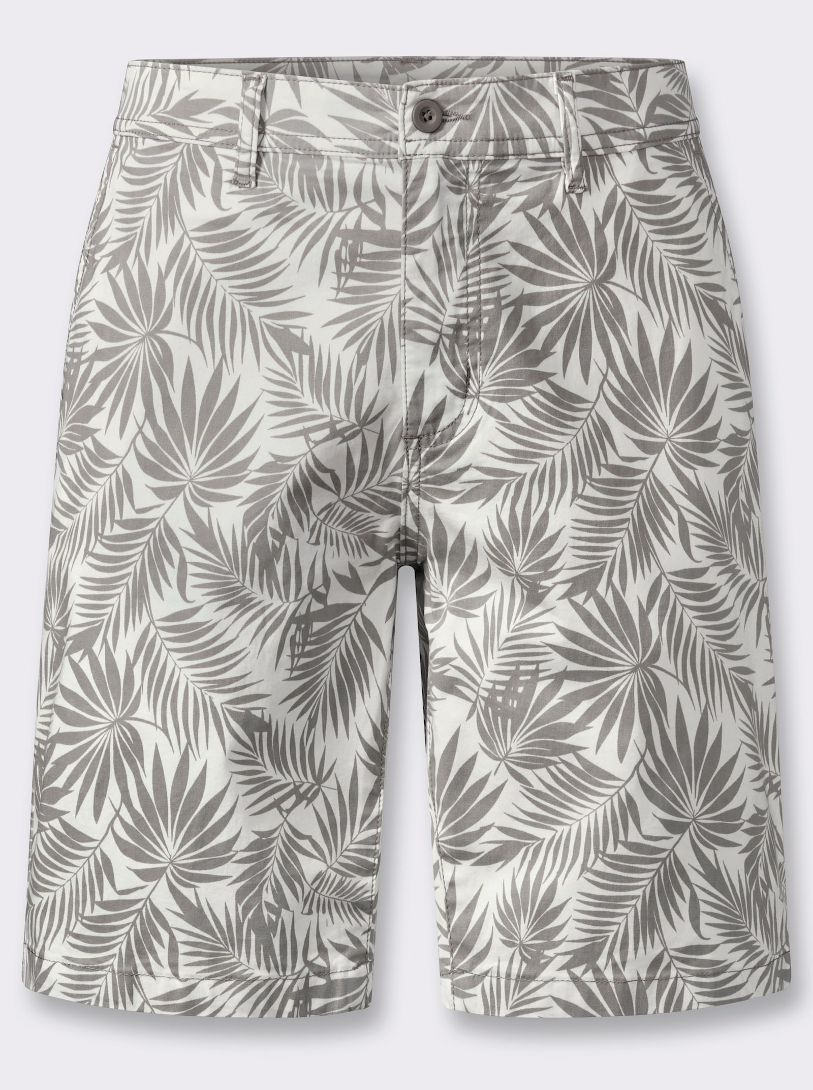 Marco Donati Bermudas mit Palmwedel-Print, Stretch - weiß-steingrau-bedruckt