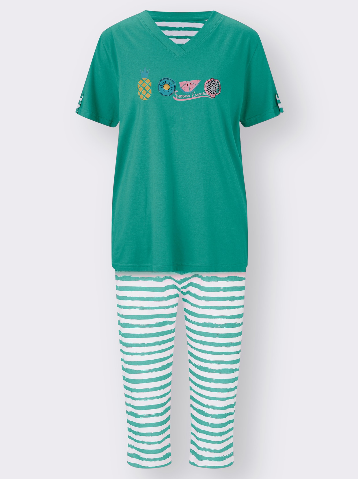 Comtessa Capri pyžamá - Zelená + zelená-pruhované