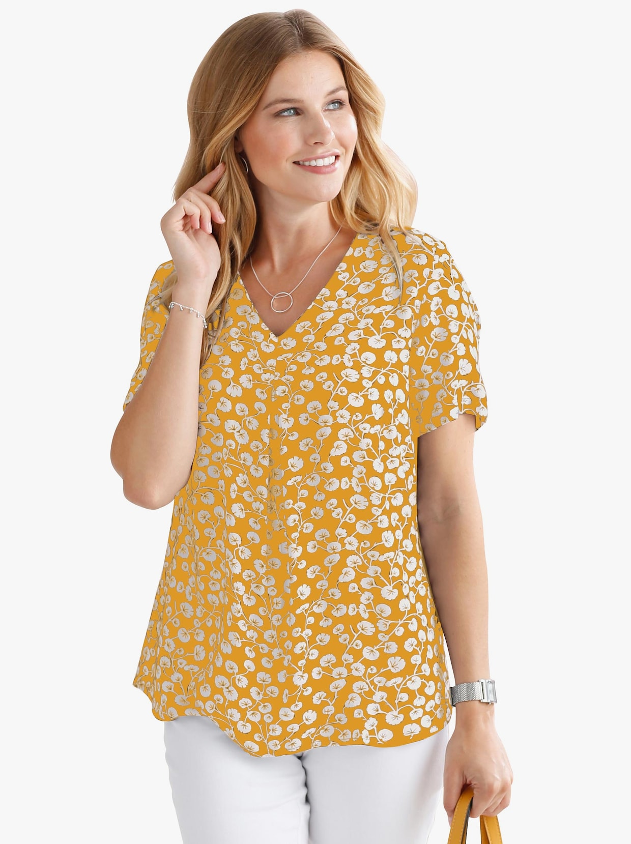 Comfortabele blouse - geel geprint