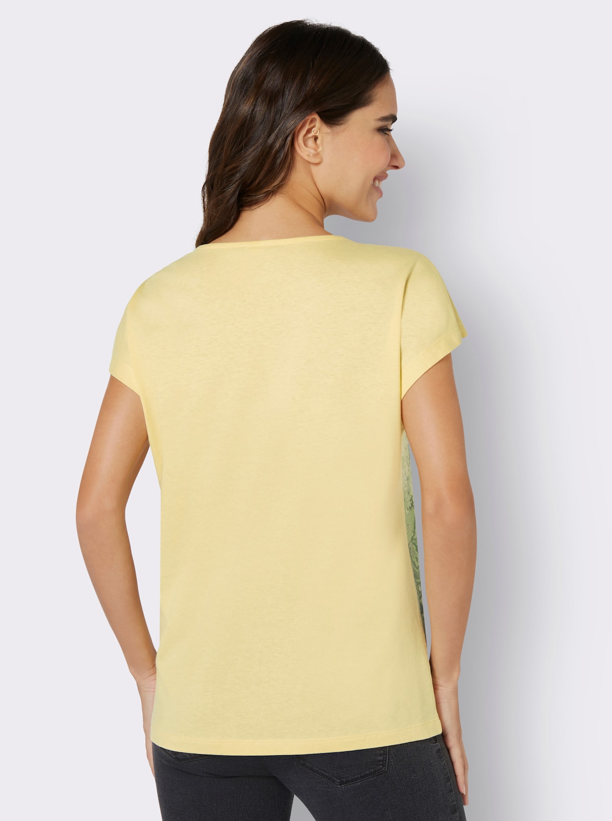 Tričko s kulatým výstřihem - citronová-ecru