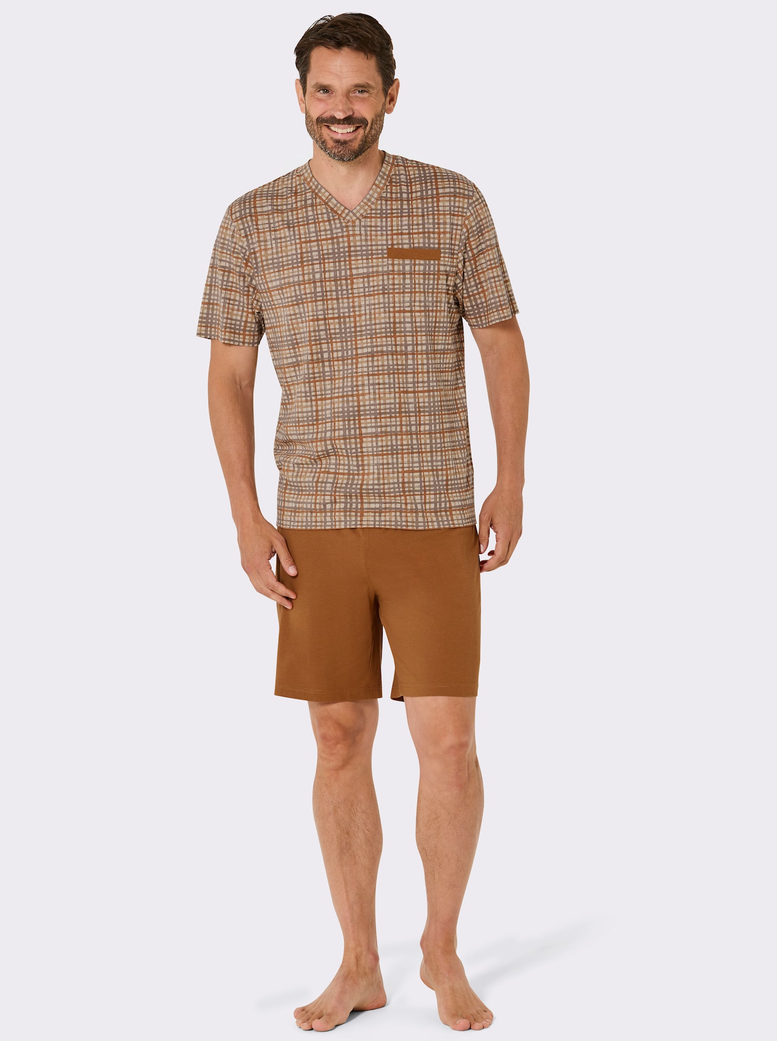 wäschepur men Shortys im preiswerten Doppelpack - cognac-kariert + schilf-kariert