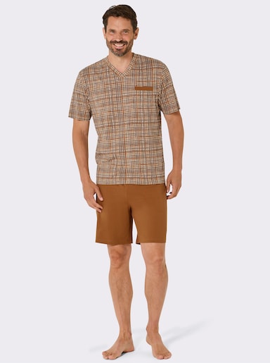 wäschepur men Shortys im preiswerten Doppelpack - cognac-kariert + schilf-kariert
