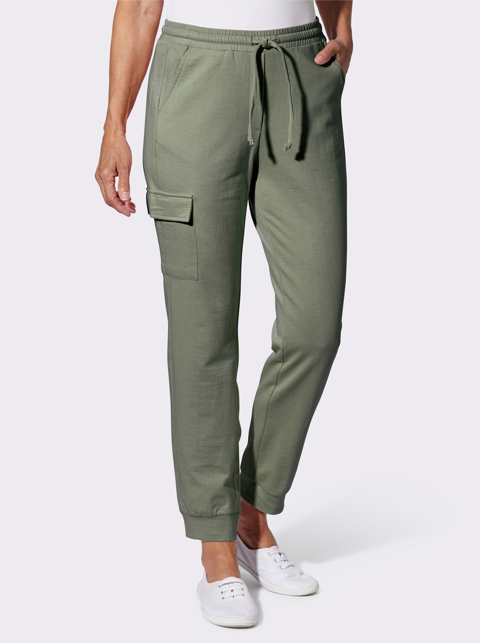 Sweathose in knöchelfreier Länge - khaki