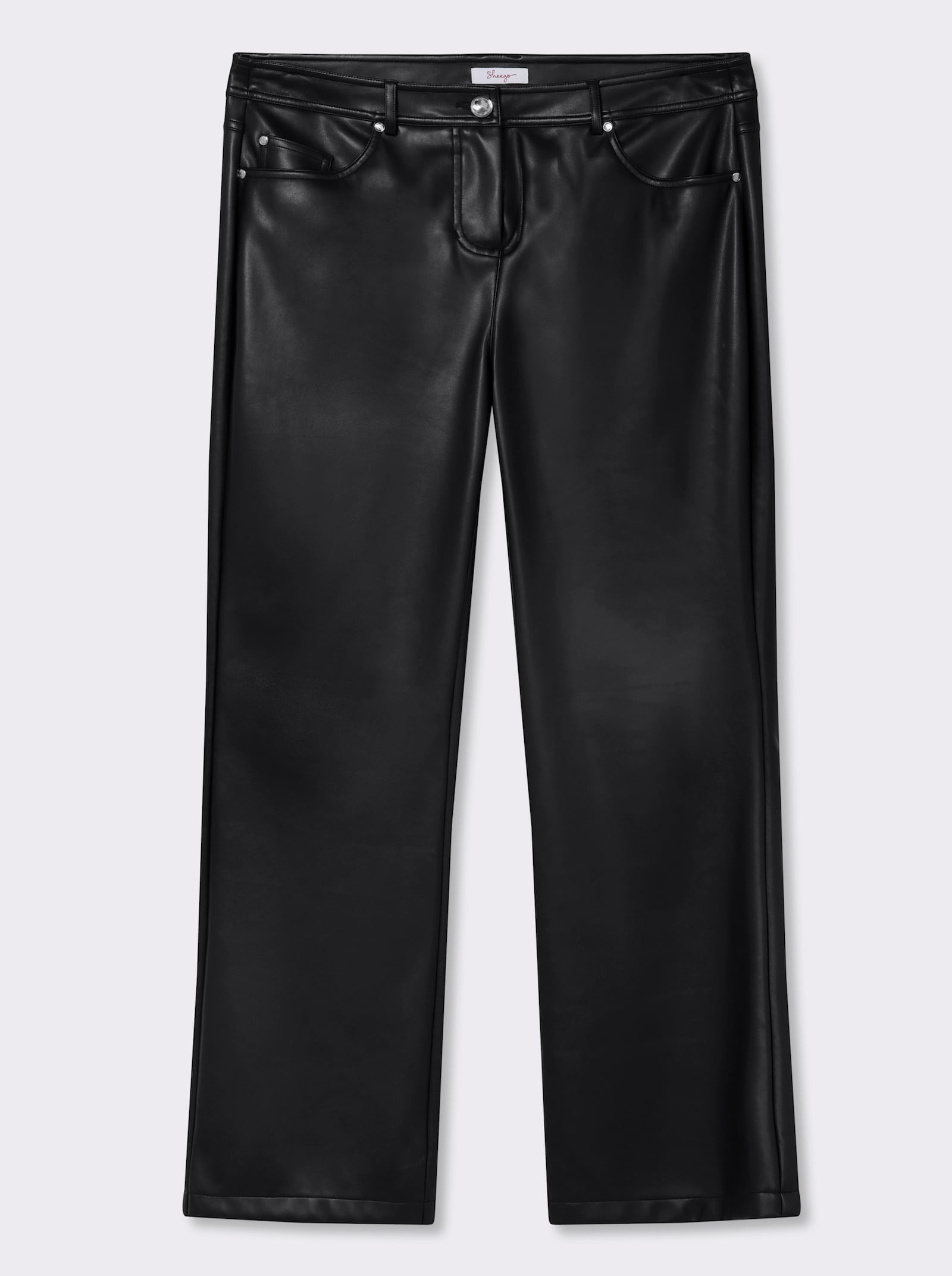 sheego Lederimitathose mit Formbund, in Bootcut-Form - schwarz