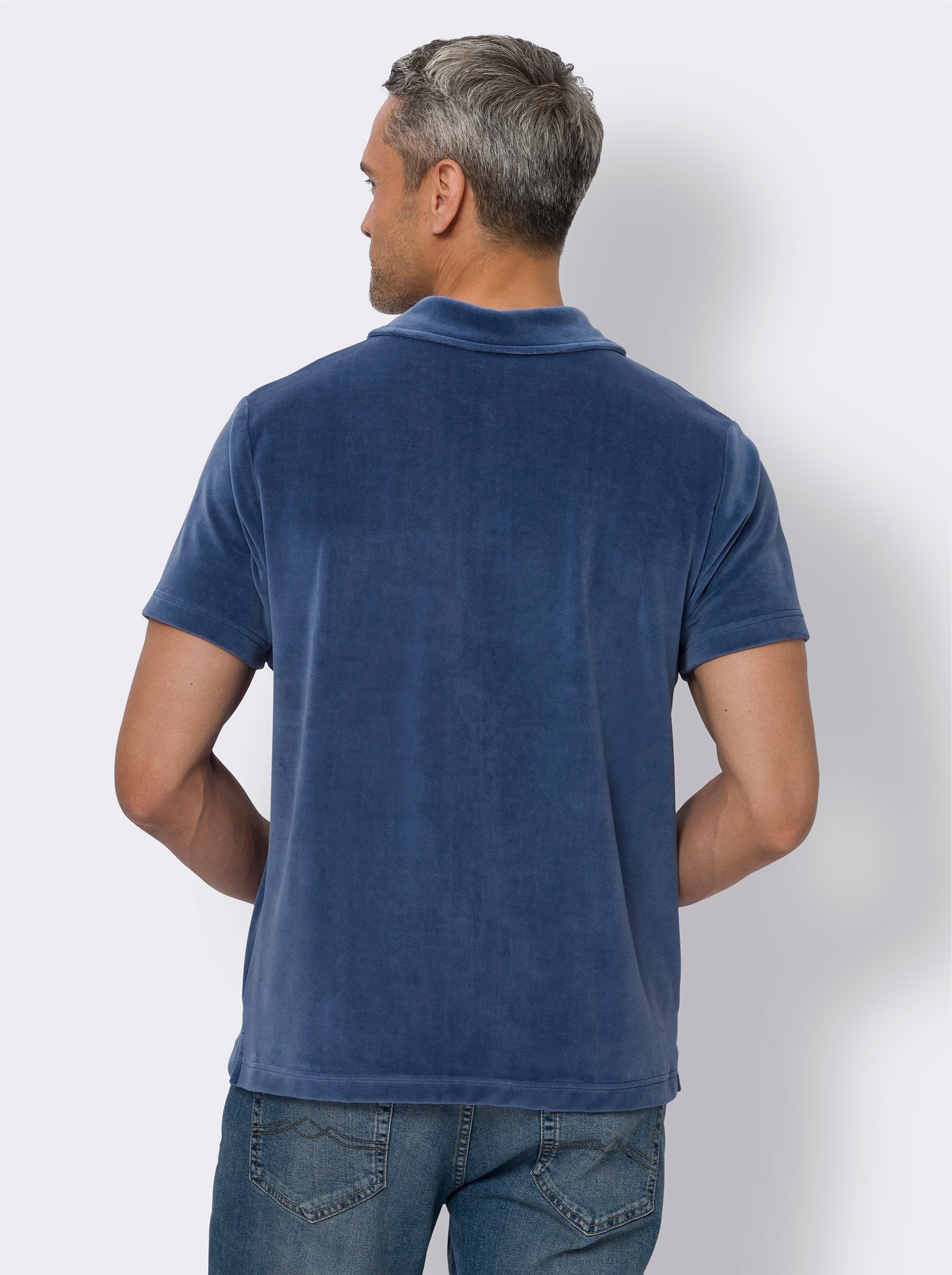 Poloshirt in Nicki-Qualität - jeansblau