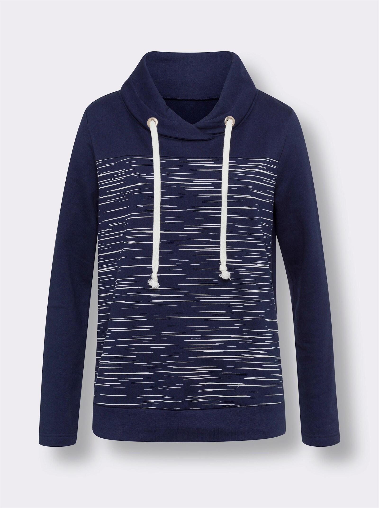 Sweatshirt met rolkraag - marine/ecru geprint