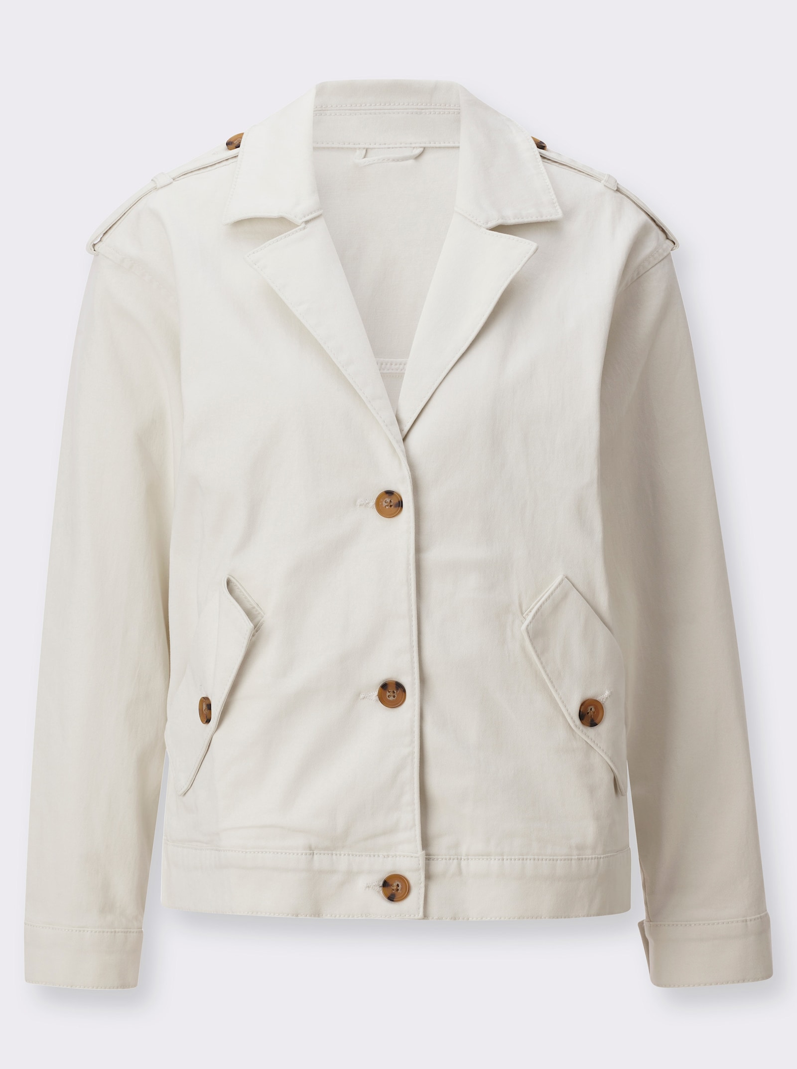 Jeansjacke mit Pattentaschen - ecru