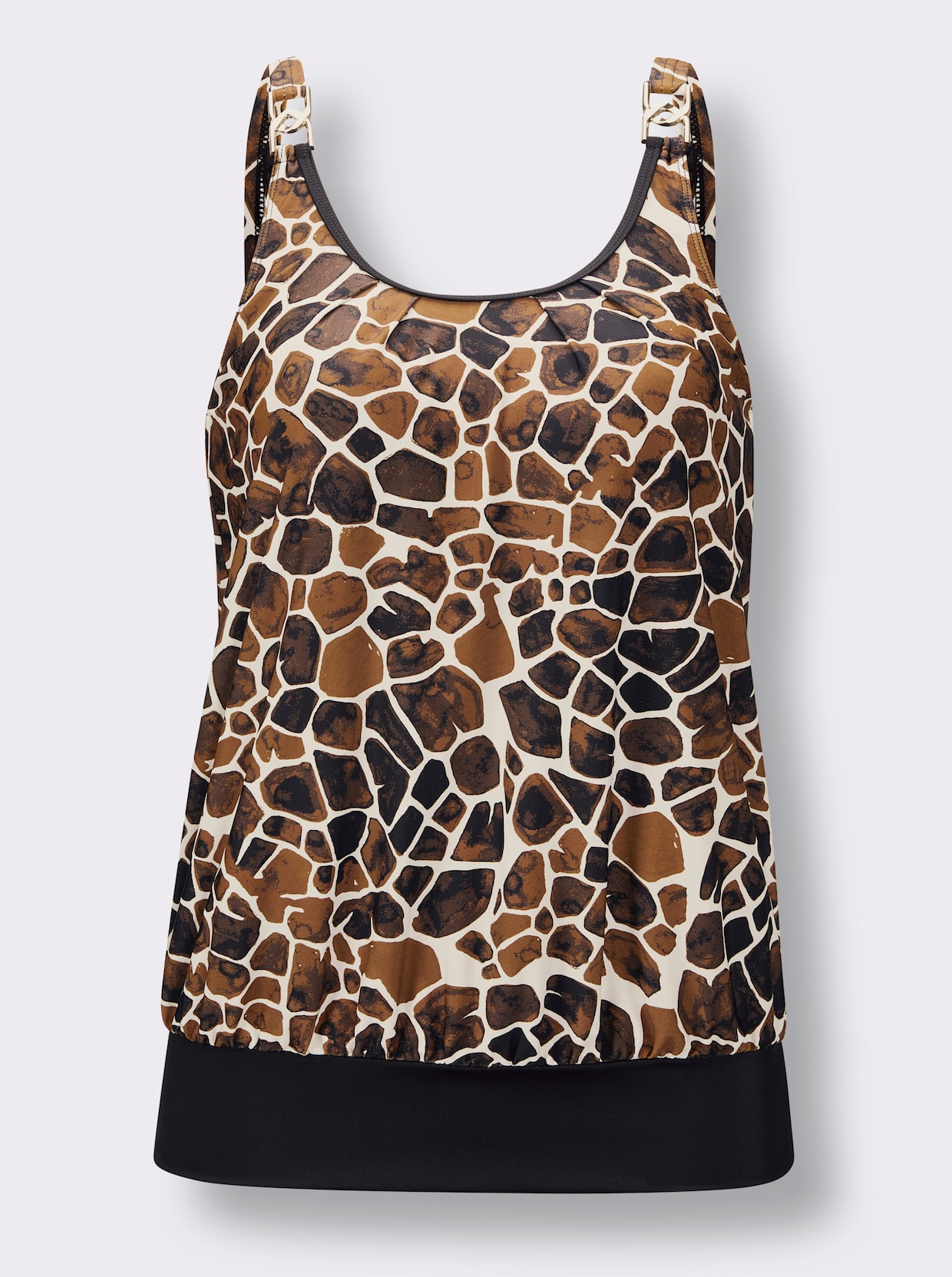 feel good Oversized tankinitop - zwart/choco bedrukt