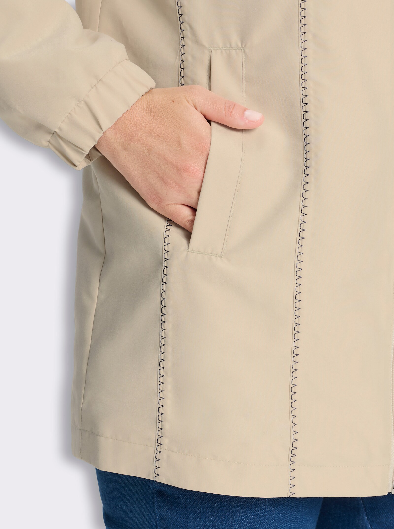 Jacke mit Kontrastnähten - sand