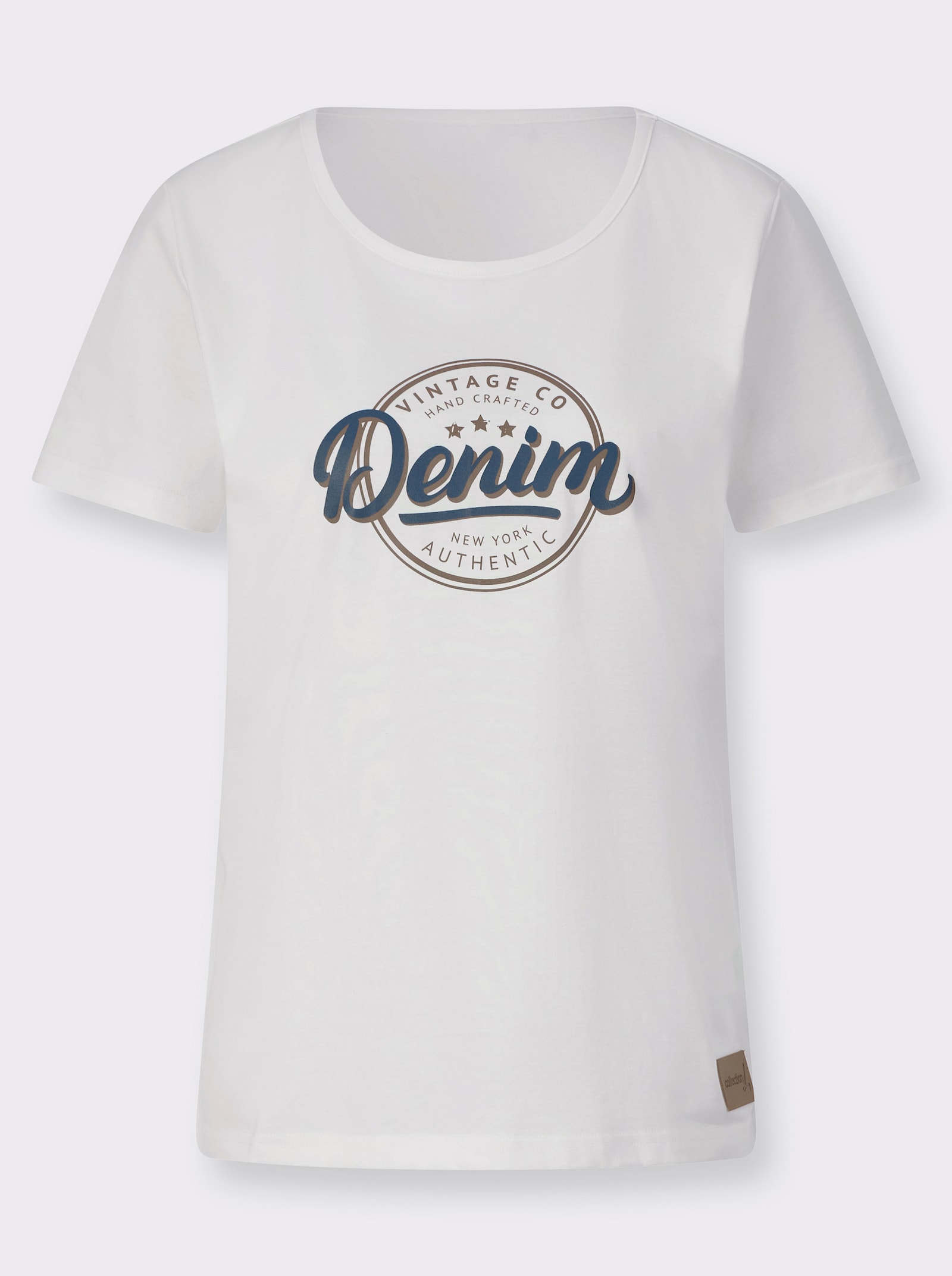 Kurzarmshirt mit platziertem Schriftzug - ecru