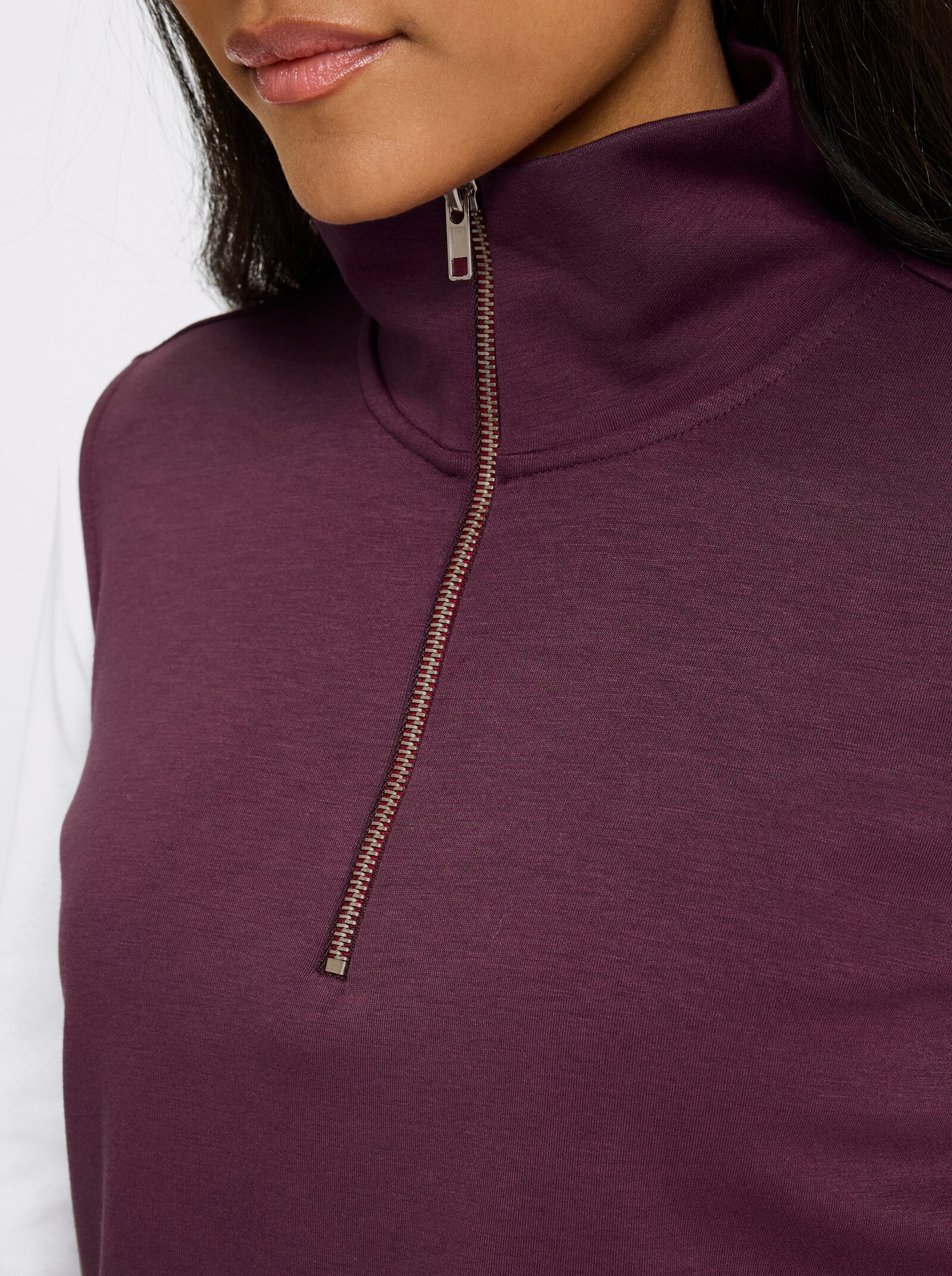 heine Shirt mit Reißverschluss - burgund