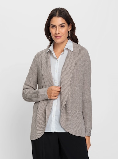 Strickjacke - taupe-meliert